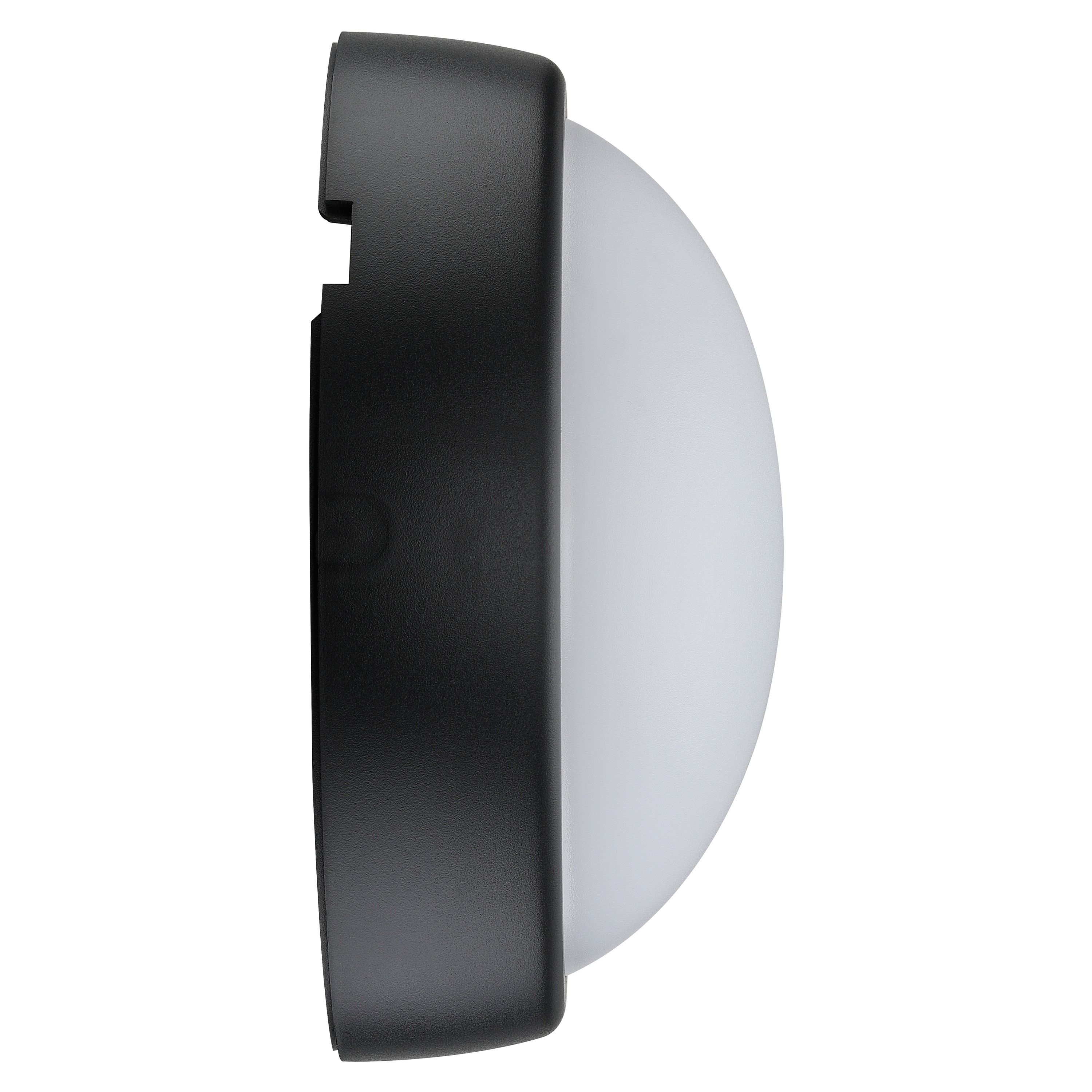 Luceco Fixed Black & White Mains-powered Outdoor Bulkhead wall light 450lm (Dia)16cm