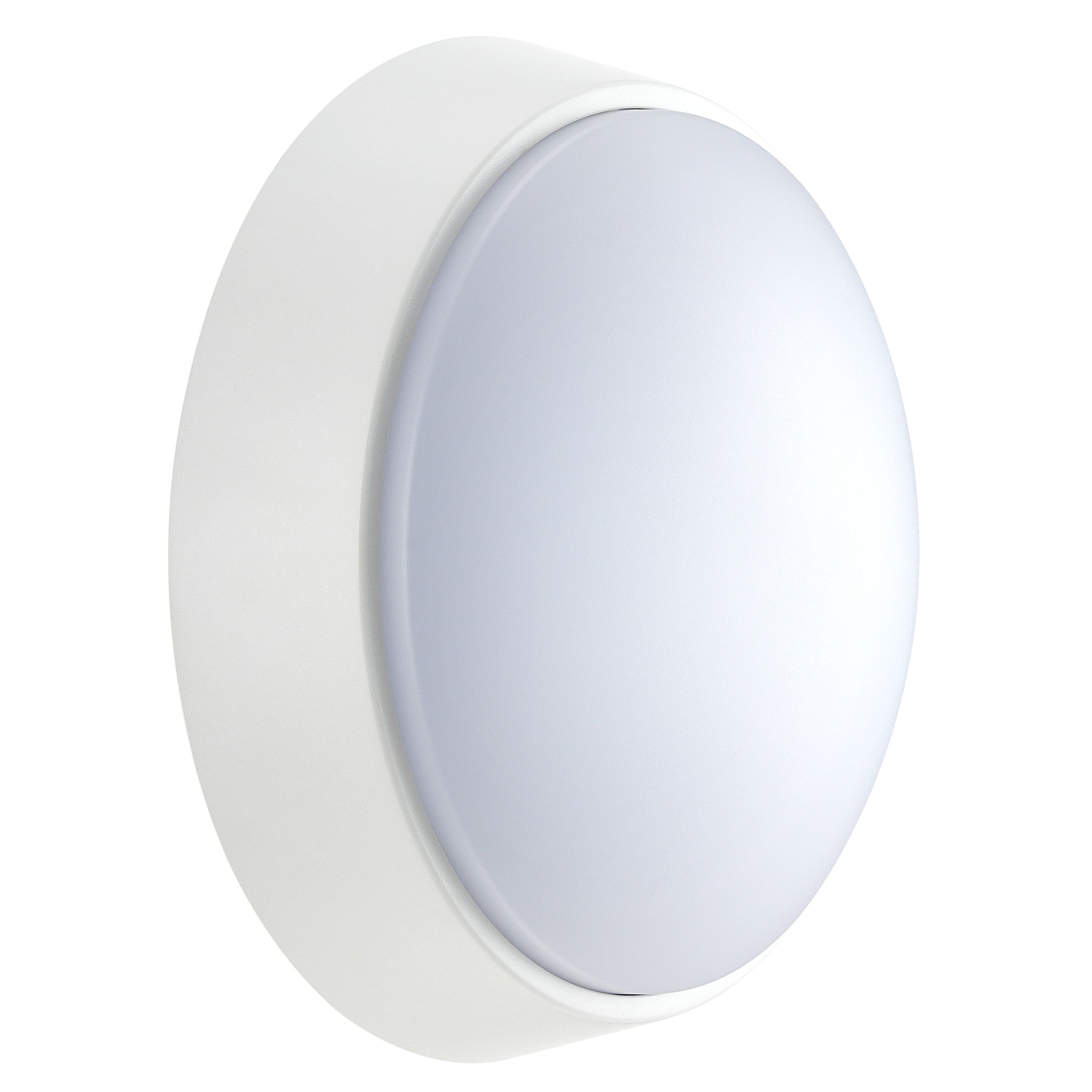 Luceco Fixed Black & White Mains-powered (wired) LED Outdoor Bulkhead wall light 700lm (Dia)21.5cm