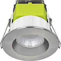 Luceco FType Mk2 Brushed Steel effect Fixed LED Fire-rated Cool & warm Downlight 60W IP65