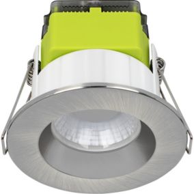 Luceco FType Mk2 Brushed Steel effect Fixed LED Fire-rated Cool & warm Downlight 60W IP65