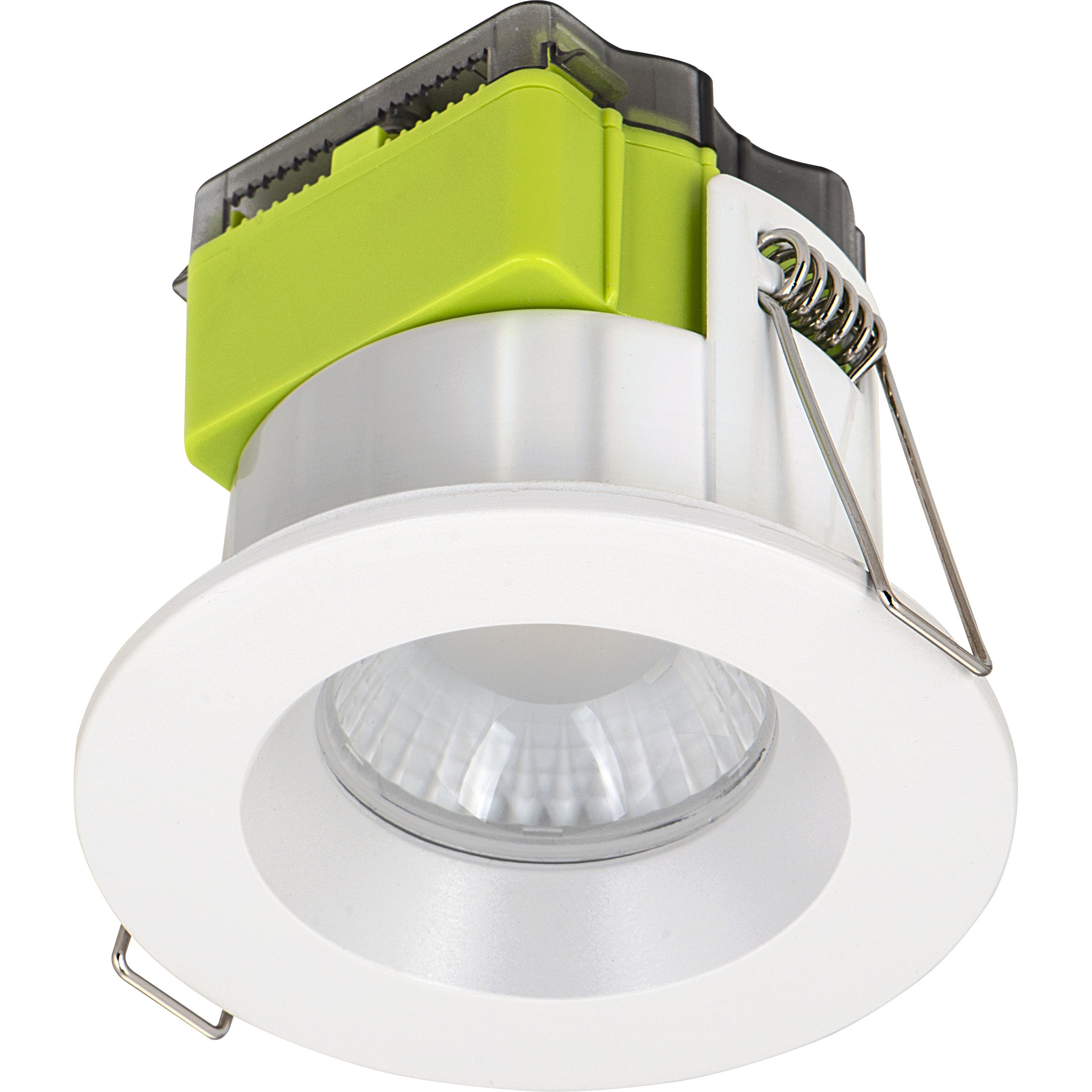 Luceco FType Mk2 Matt White Fixed LED Fire-rated Cool & warm Downlight 60W IP65, Pack of 6
