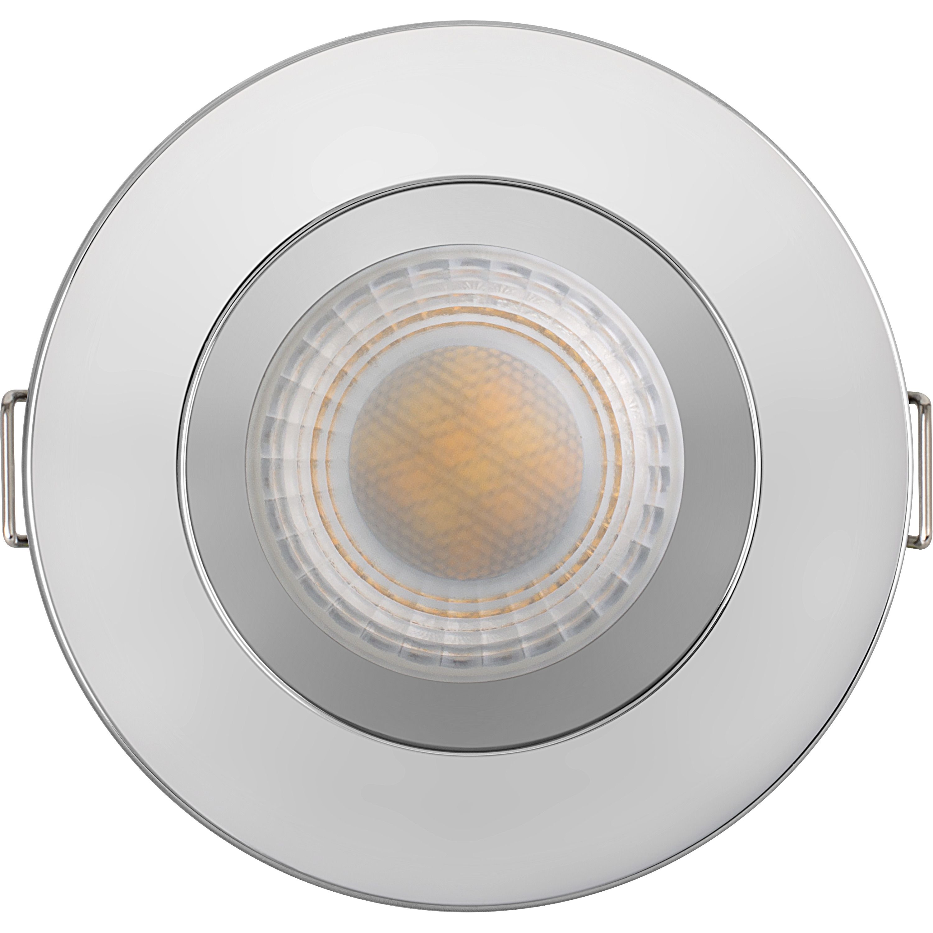 Luceco FType Mk2 Polished Chrome effect Fixed LED Fire-rated Cool & warm Downlight 60W IP65, Pack of 6