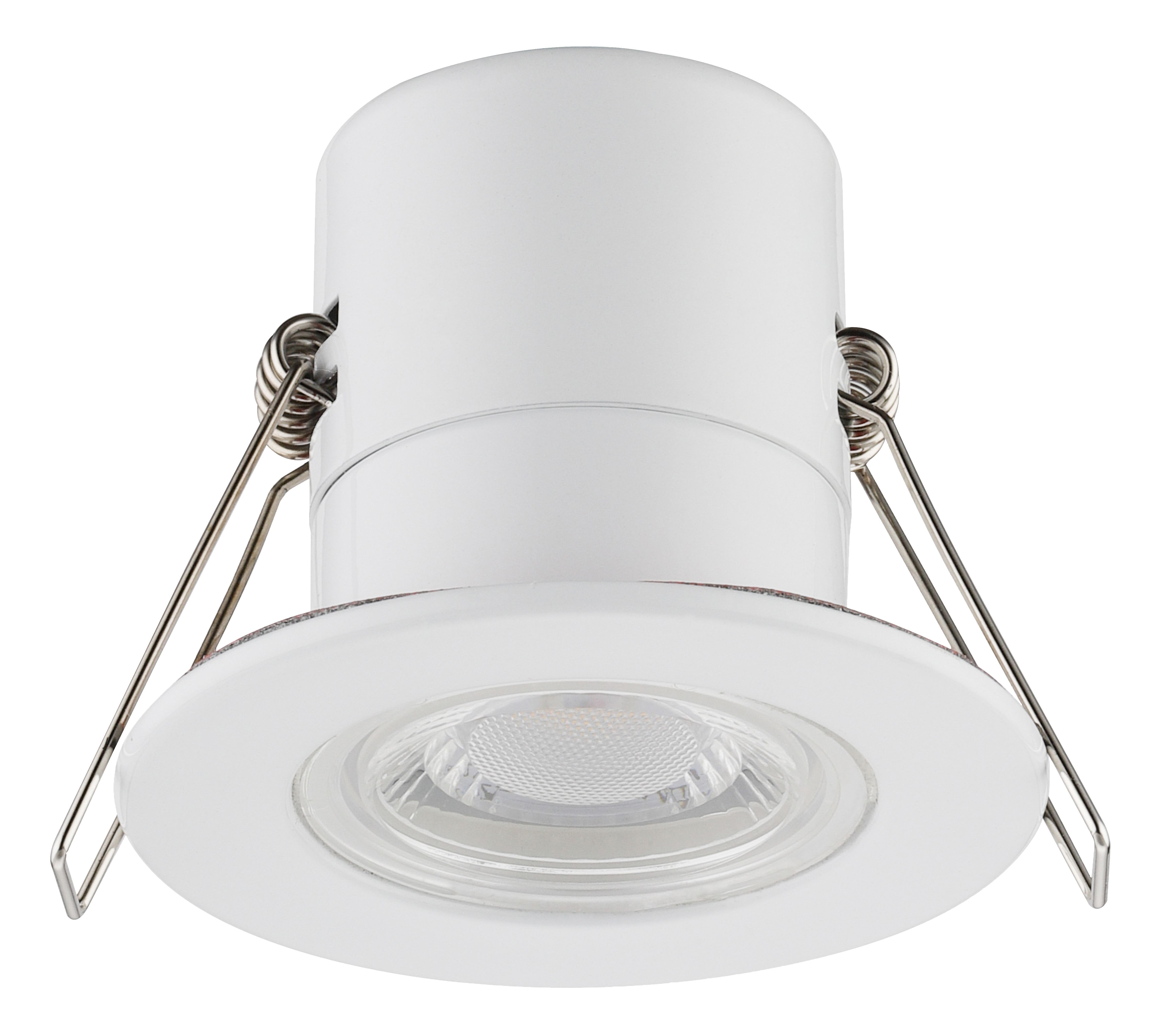 Luceco Matt White Fixed LED Fire-rated Cool white Downlight 5W IP65