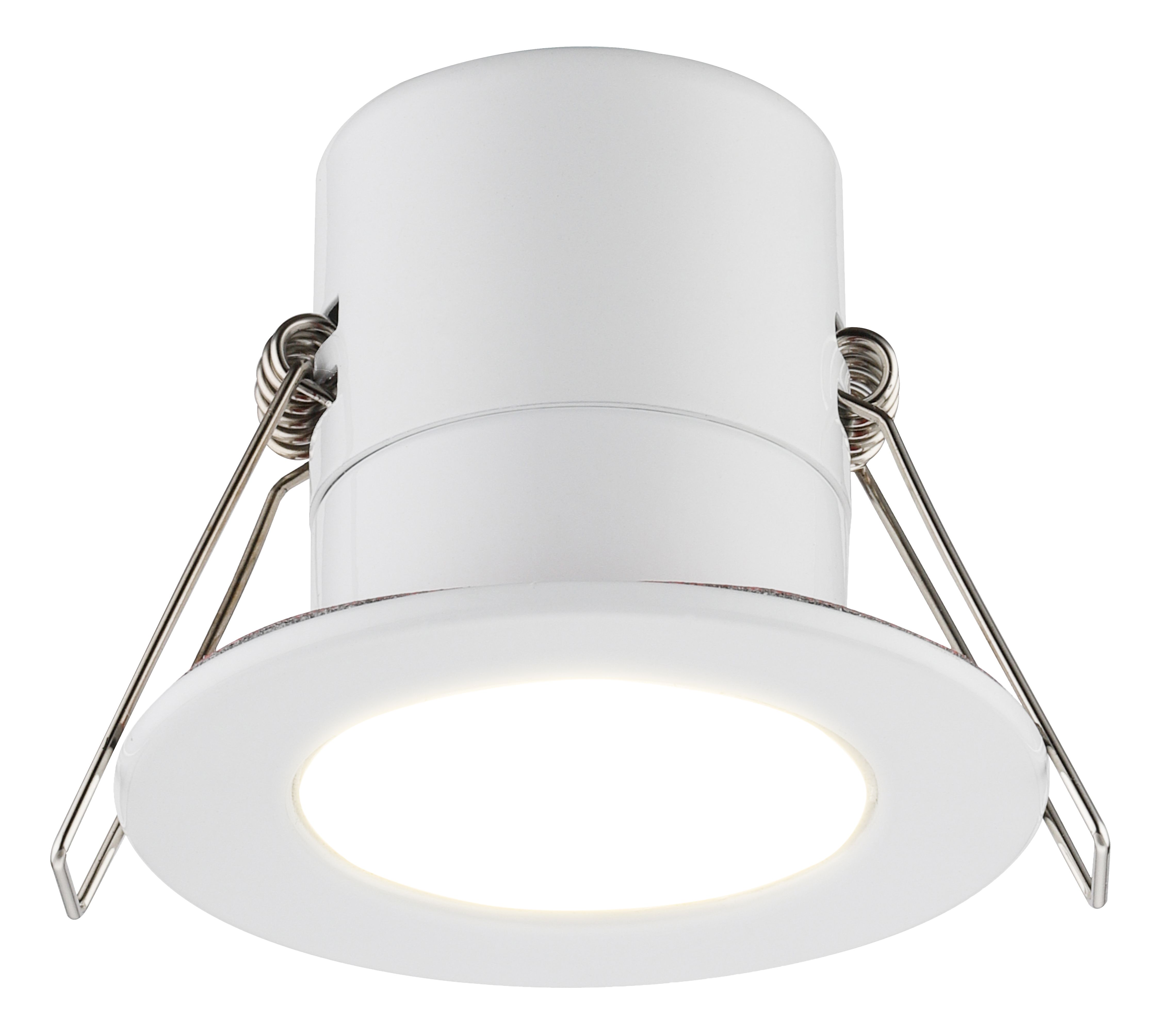 Luceco Matt White Fixed LED Fire-rated Warm white Downlight 5W IP65