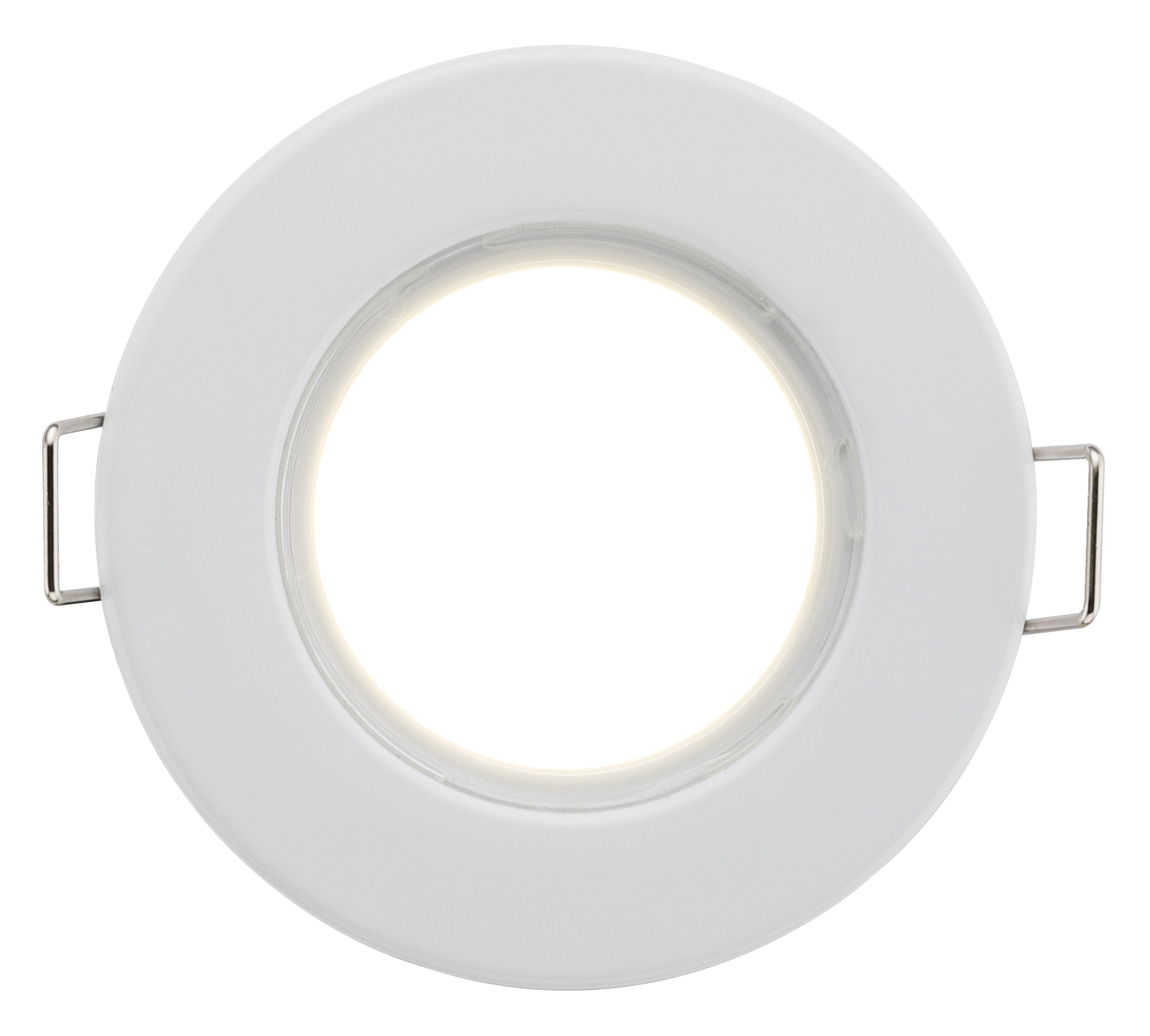 Luceco Matt White Fixed LED Fire-rated Warm white Downlight 5W IP65