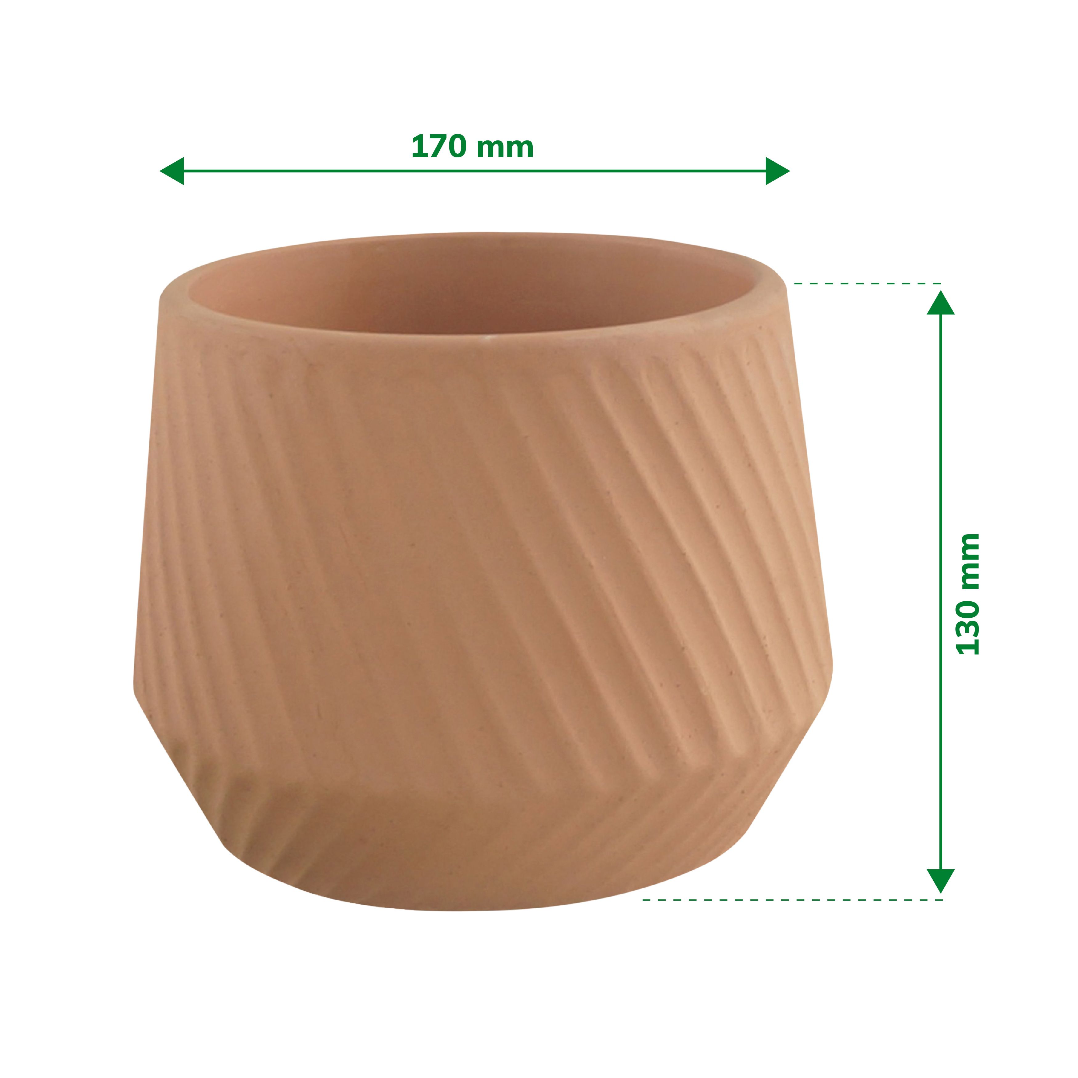 Lummi Natural Terracotta Slanting stripes Circular Plant pot (Dia)17cm