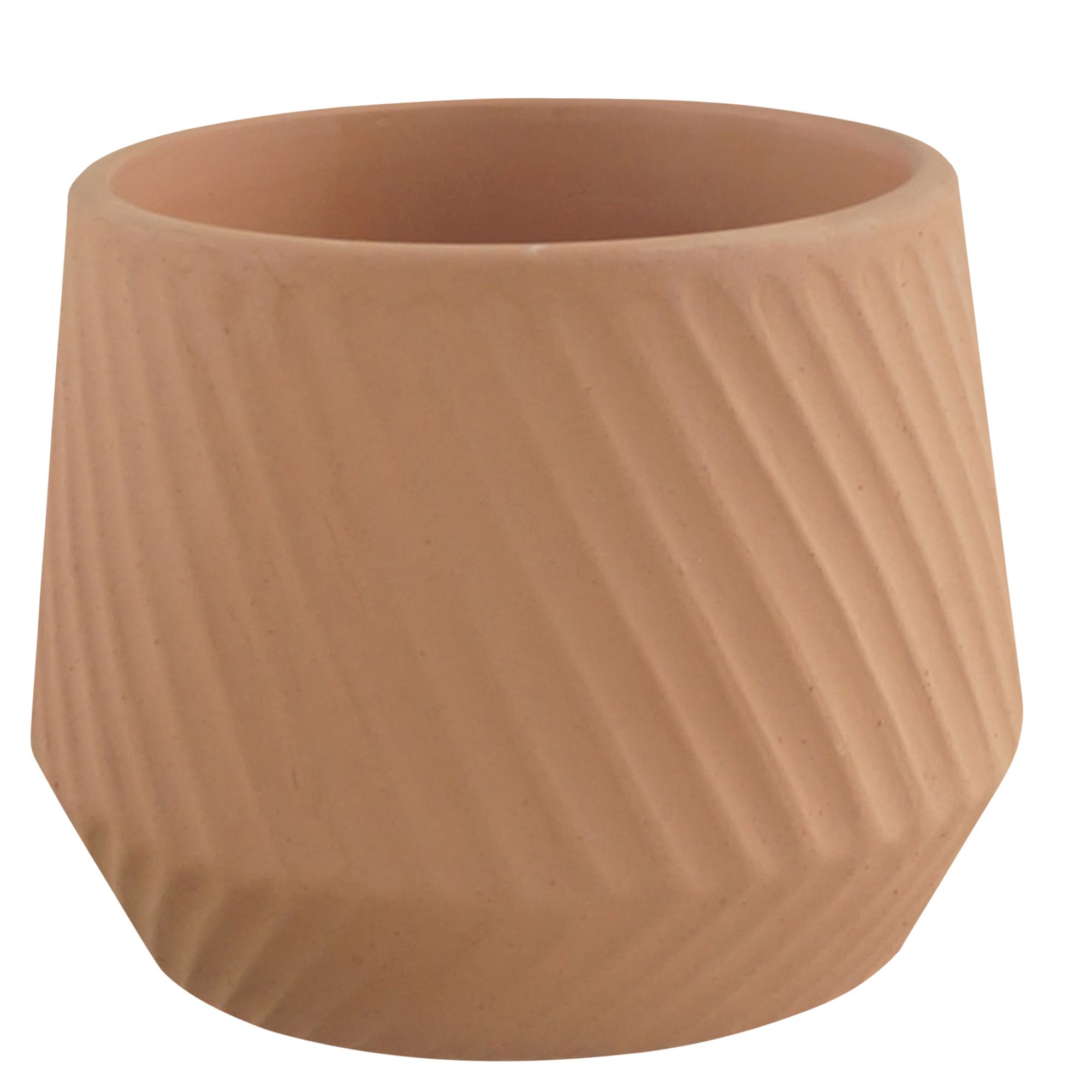 Lummi Natural Terracotta Slanting stripes Circular Plant pot (Dia)17cm