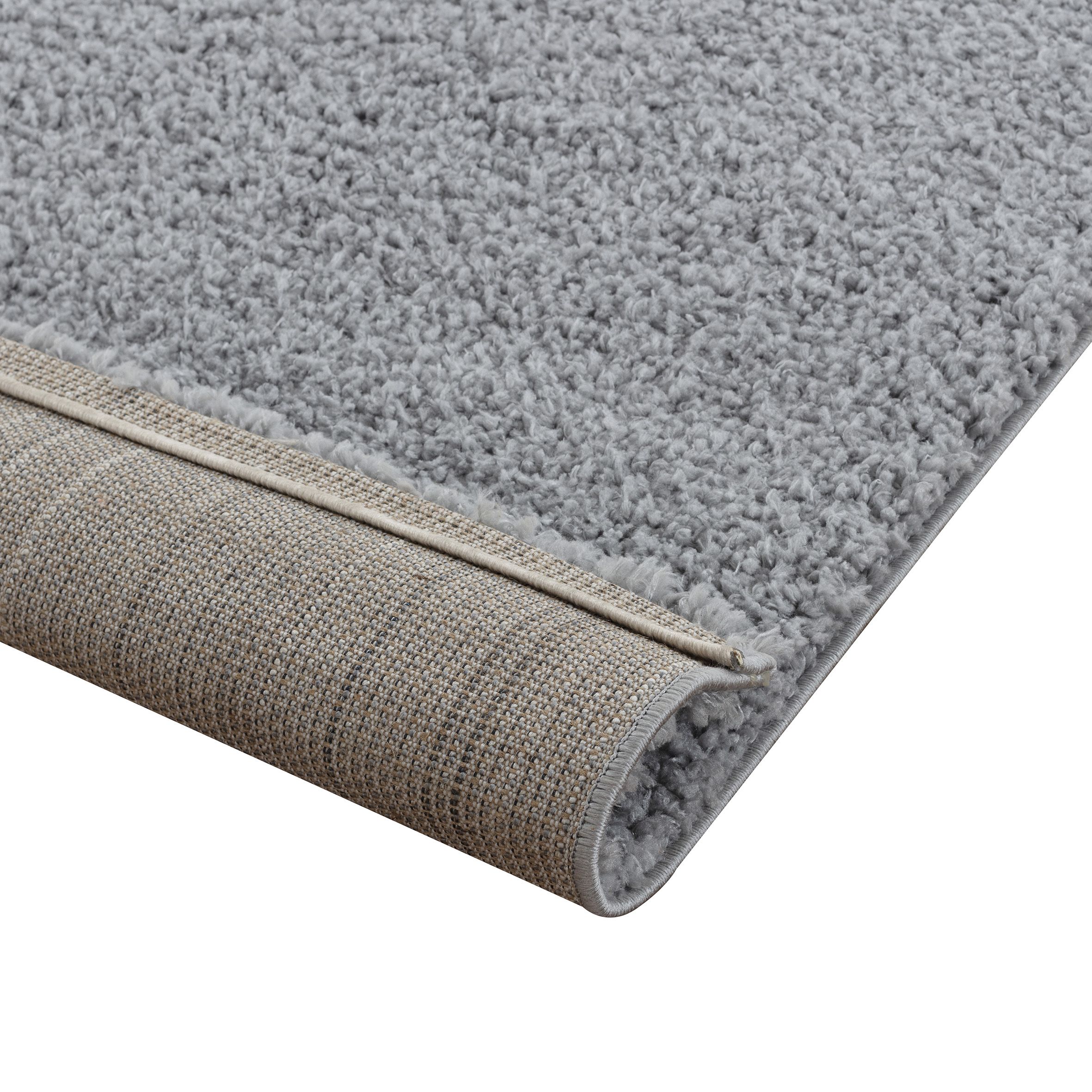 Luxury Shaggy Grey Plain Medium Rug, (L)150cm x (W)100cm