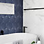 Lyla Blue & white Matt Patterned Porcelain Wall & floor Tile, Pack of 24, (L)250mm (W)215mm