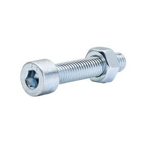 M8 Cylindrical Carbon steel Set screw & nut (L)40mm, Pack of 20