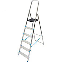 Mac Allister 6 tread Aluminium, plastic & steel Step Ladder (H)1880m