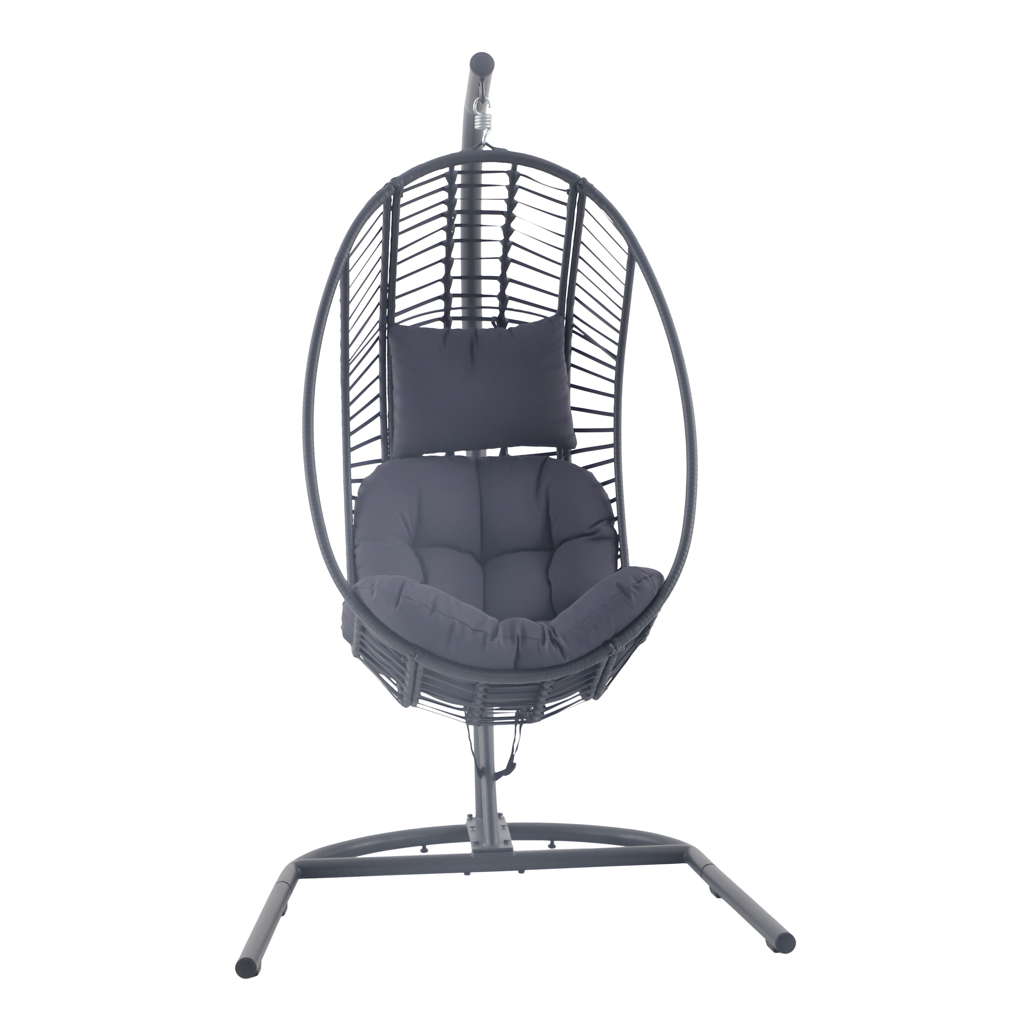 Maeria Dark grey Metal Hanging egg chair