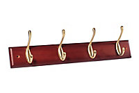 Mahogany 4 Hook rail, (L)458mm (H)15mm