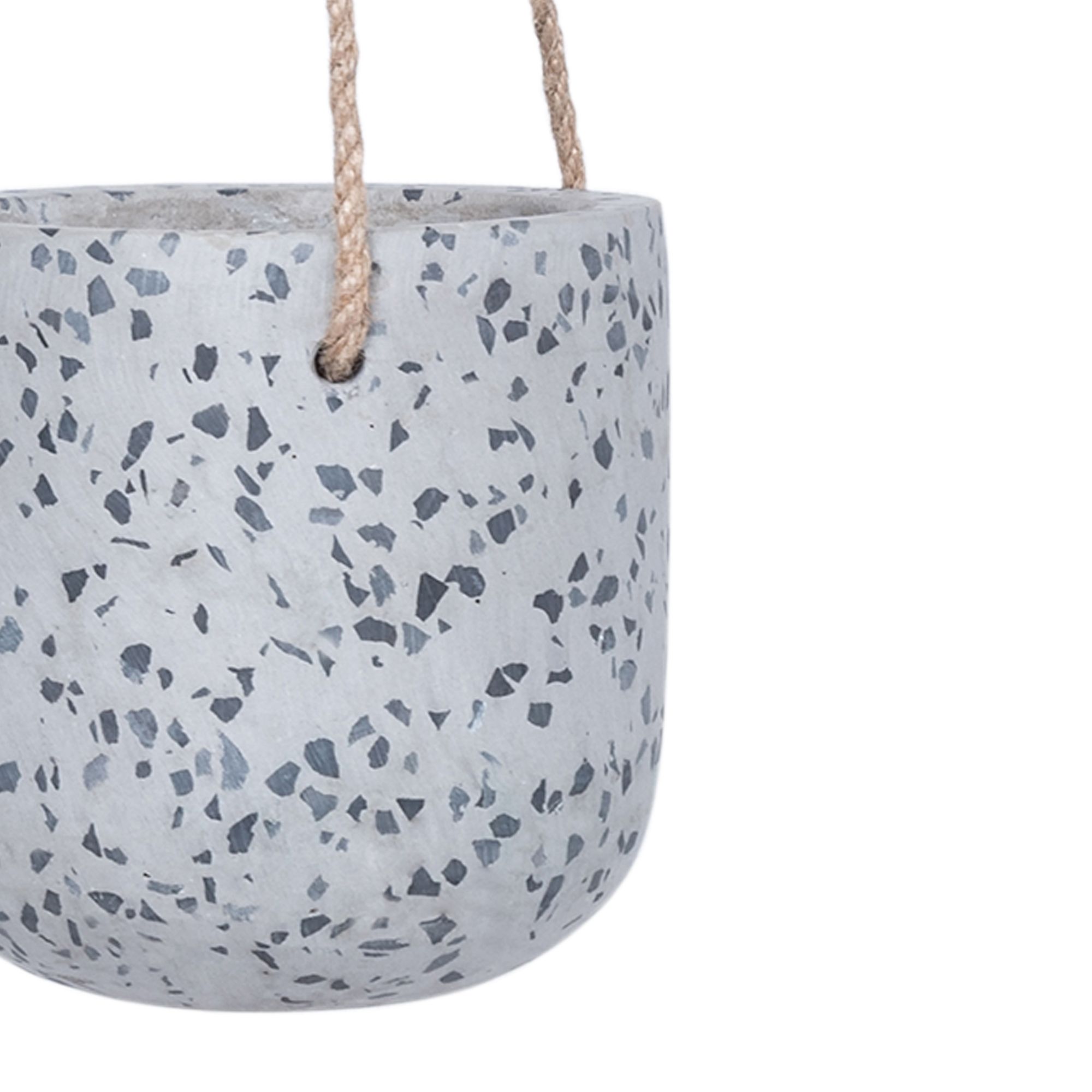 Makah Grey Terrazzo effect Cement Circular Hanging pot (Dia)15cm