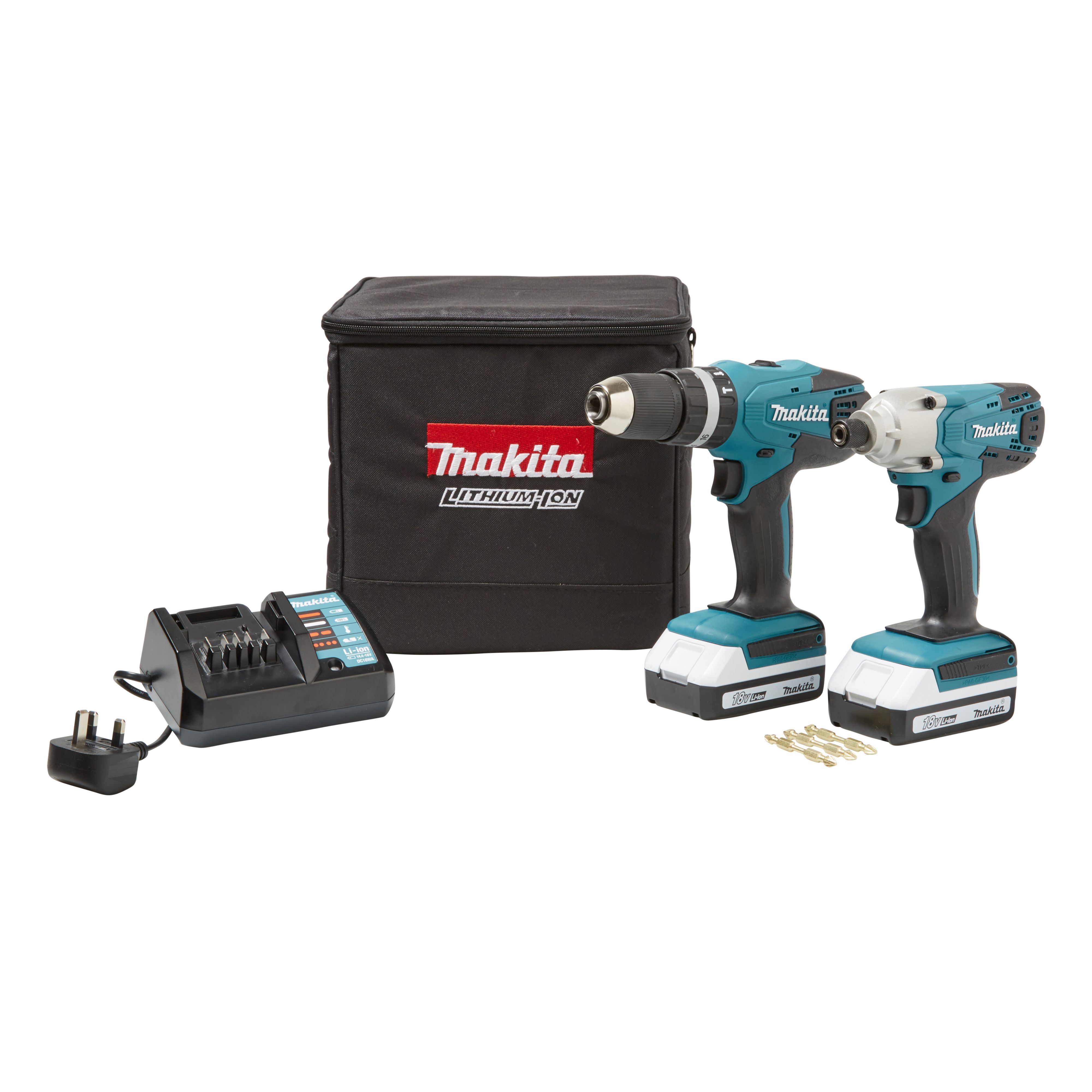 Makita 18V 2 x 1.5Ah Li-ion Cordless Combi drill & impact driver DK18015X2