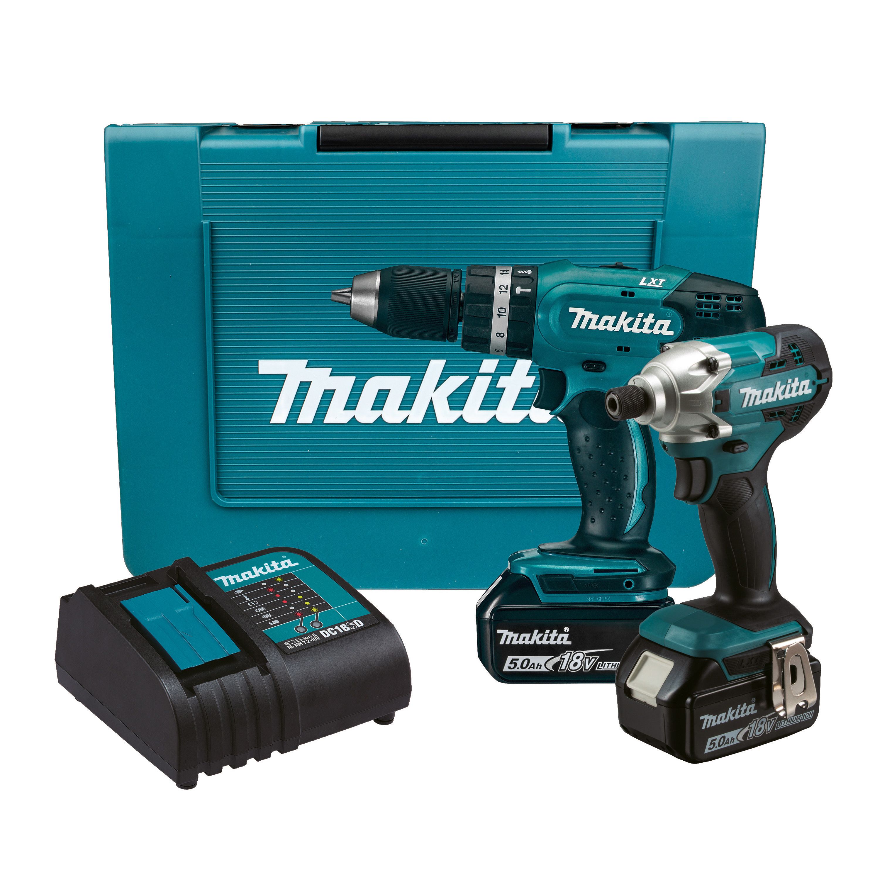 Makita LXT 18V Li-ion LXT Cordless Combi drill & impact driver (2 x 5Ah) - DLX2336ST