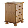 Malmo Stained Pine 3 Drawer Bedside table (H)581mm (W)441mm (D)383mm