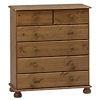 Malmo Stained Pine 6 Drawer Chest of drawers (H)901mm (W)823mm (D)383mm
