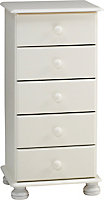 Malmo Stained White Pine 5 Drawer Chest of drawers (H)901mm (W)441mm (D)383mm