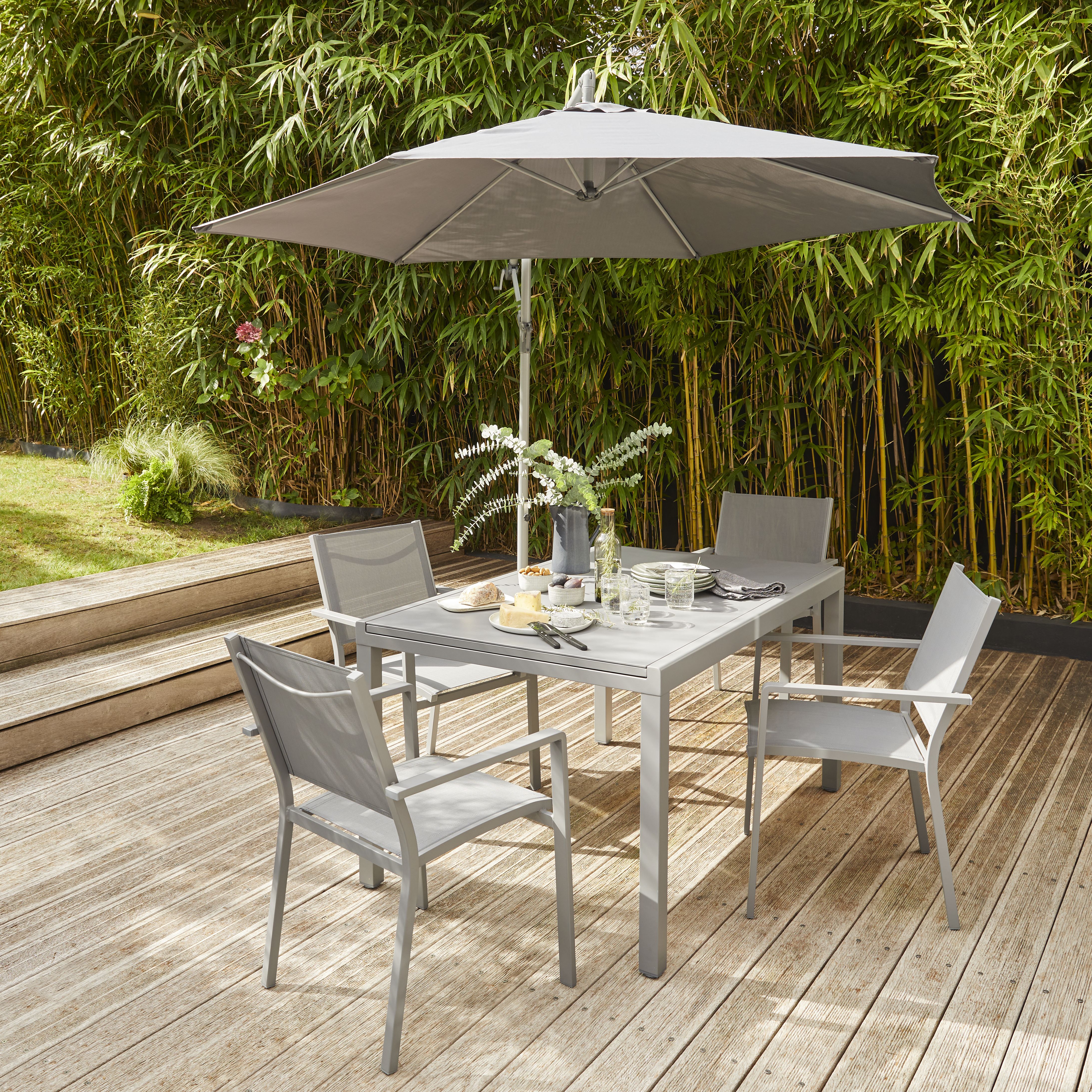 Malta 2.98m Steel grey Overhanging parasol