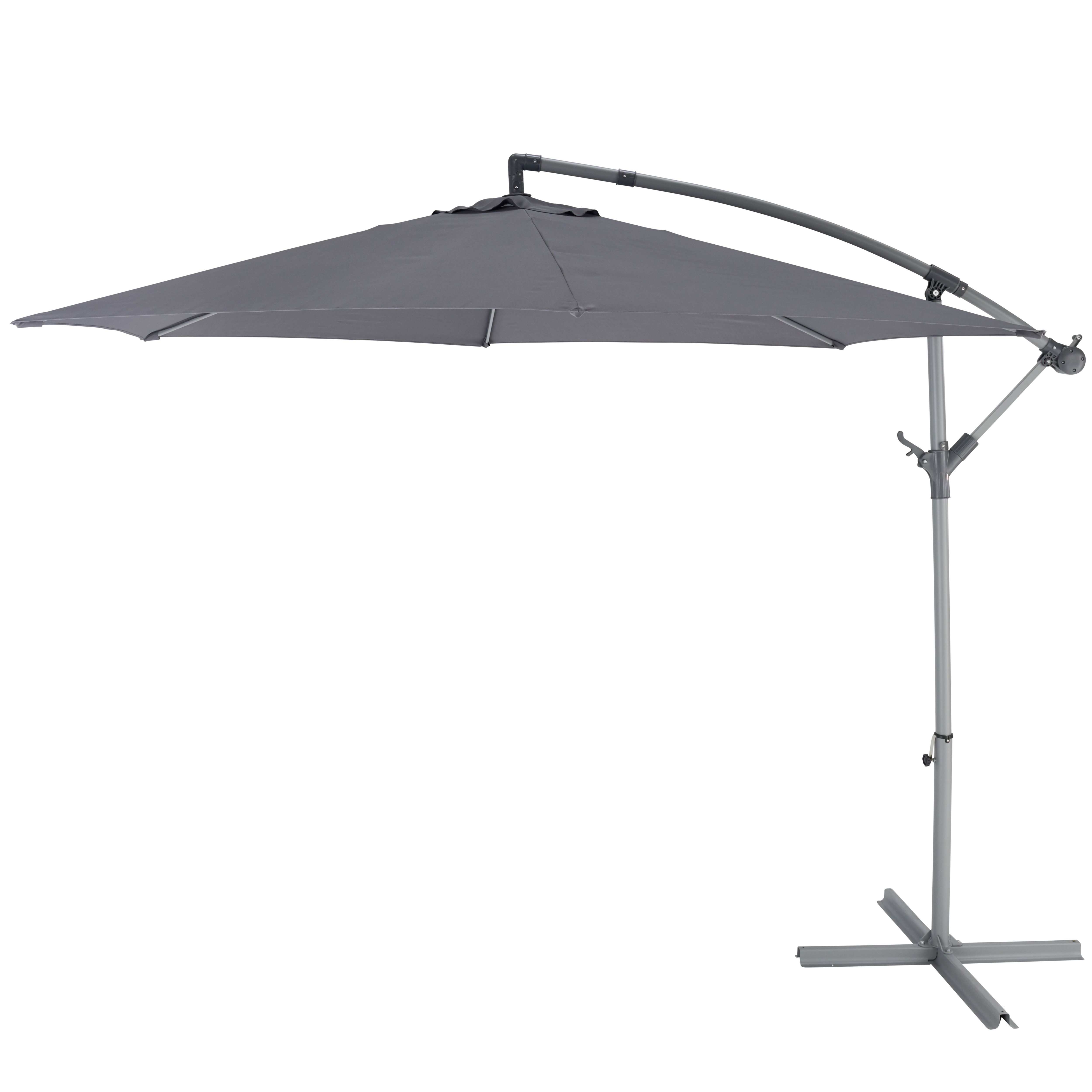 Malta 2.98m Steel grey Overhanging parasol