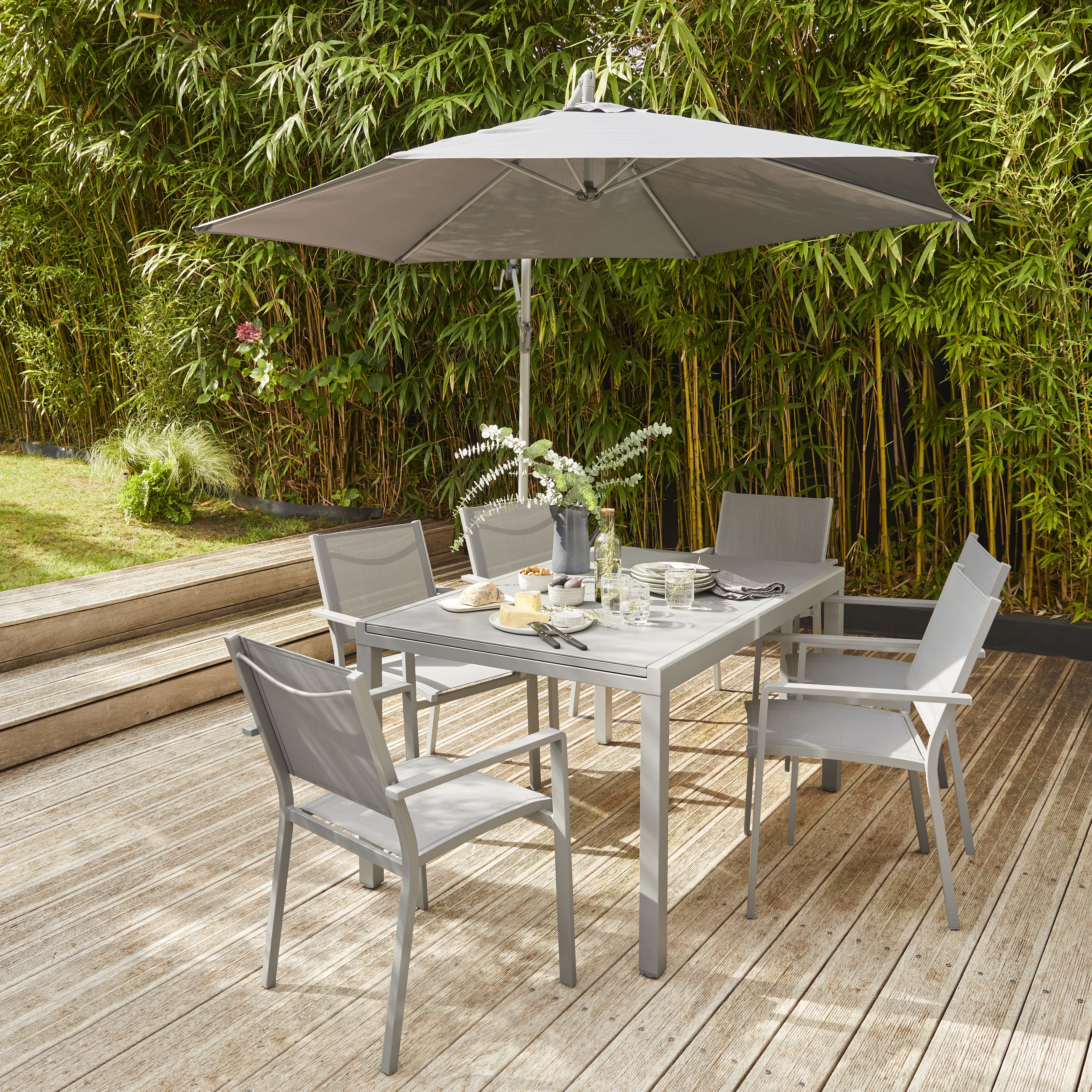 Malta 2.98m Steel grey Overhanging parasol