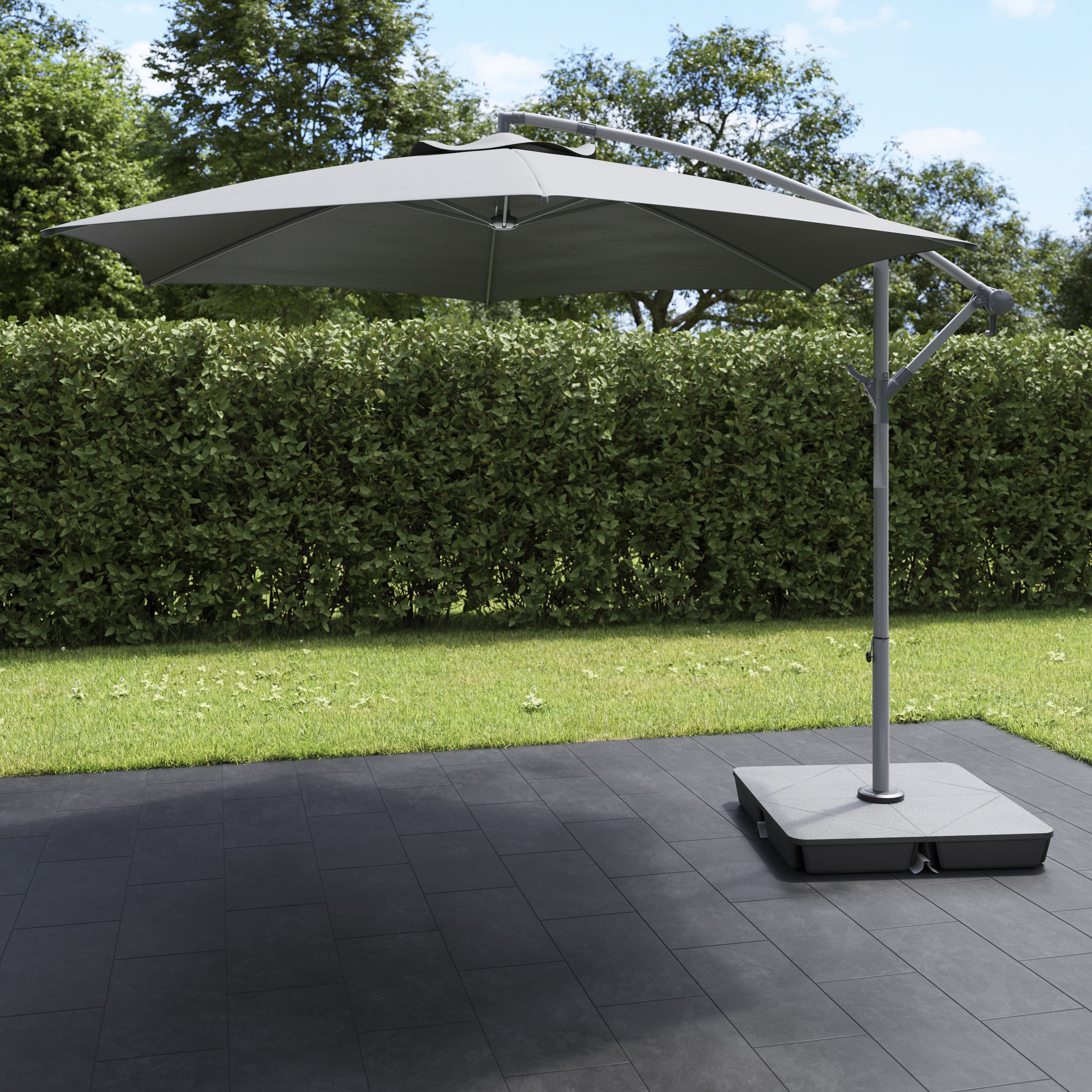 Malta 2.98m Steel grey Overhanging parasol