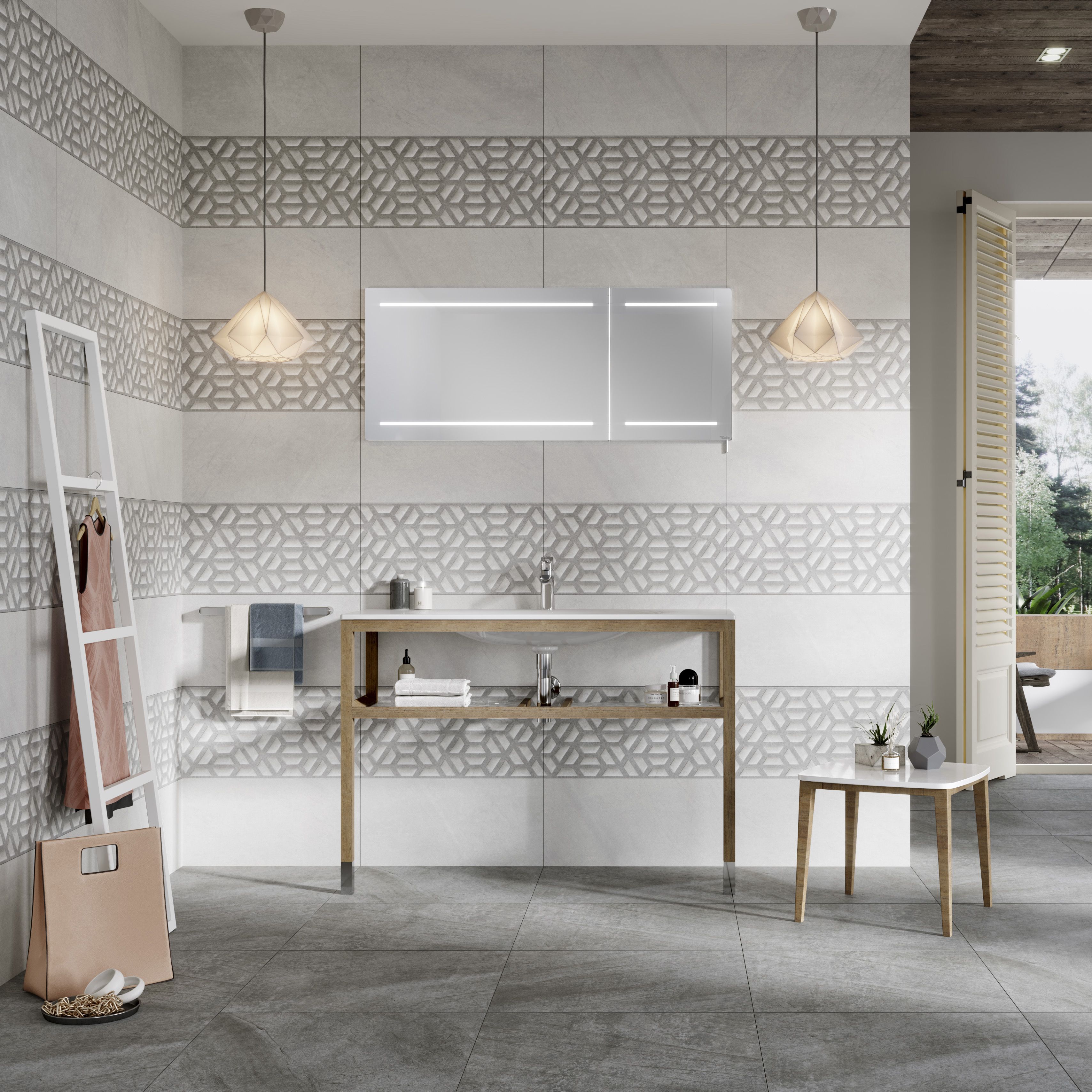 Manhattan Light Grey Matt Stone effect Ceramic Indoor Wall & floor Tile Sample