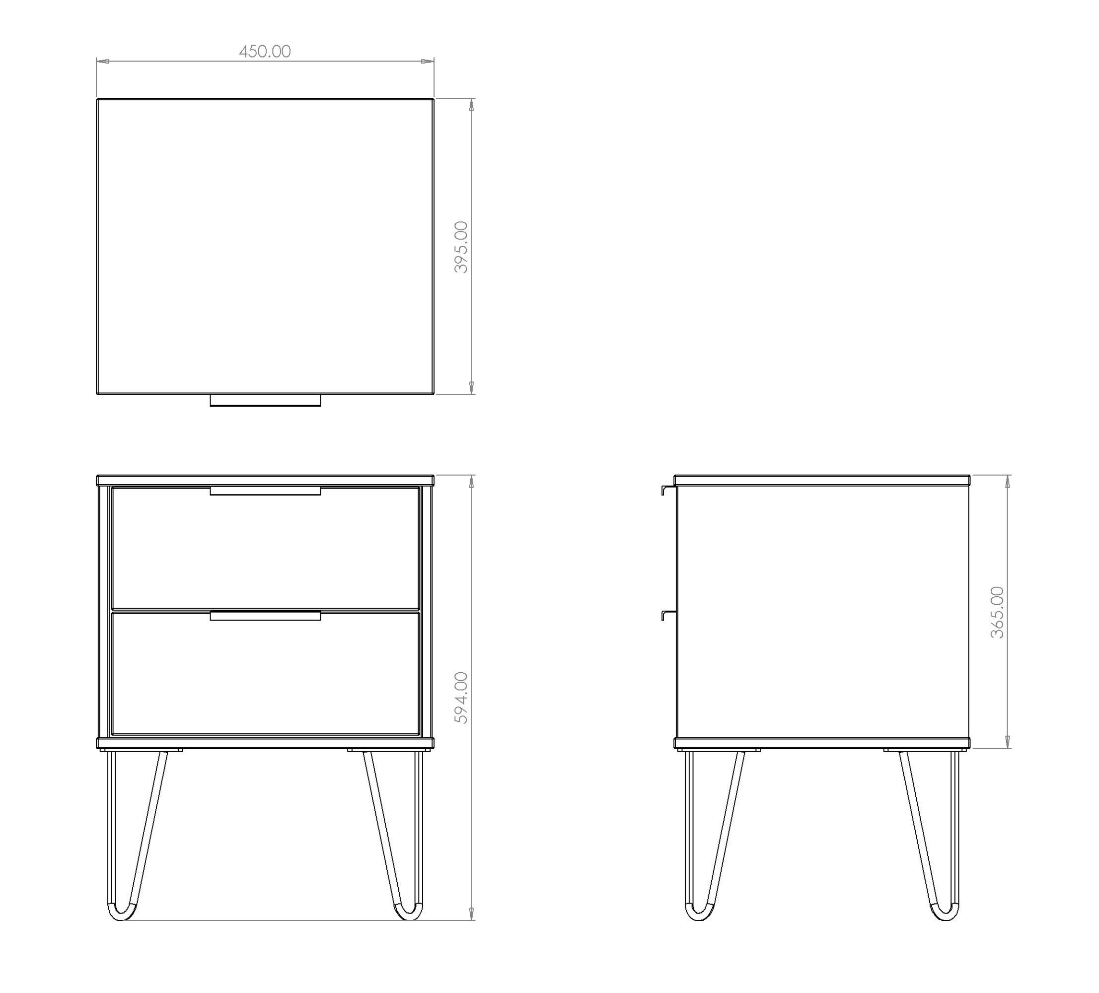 Manhattan Oak effect 2 Drawer Bedside table (H)570mm (W)450mm (D)395mm