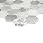 Manon Grey Matt Glass effect Hexa Palm Leaf Recycled glass Mosaic tile sheet, (L)298mm (W)302mm