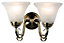 Manor Alabaster Brass effect Double Wall light