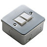 Marbo 6A 2 way Metal-clad switch with Grey inserts