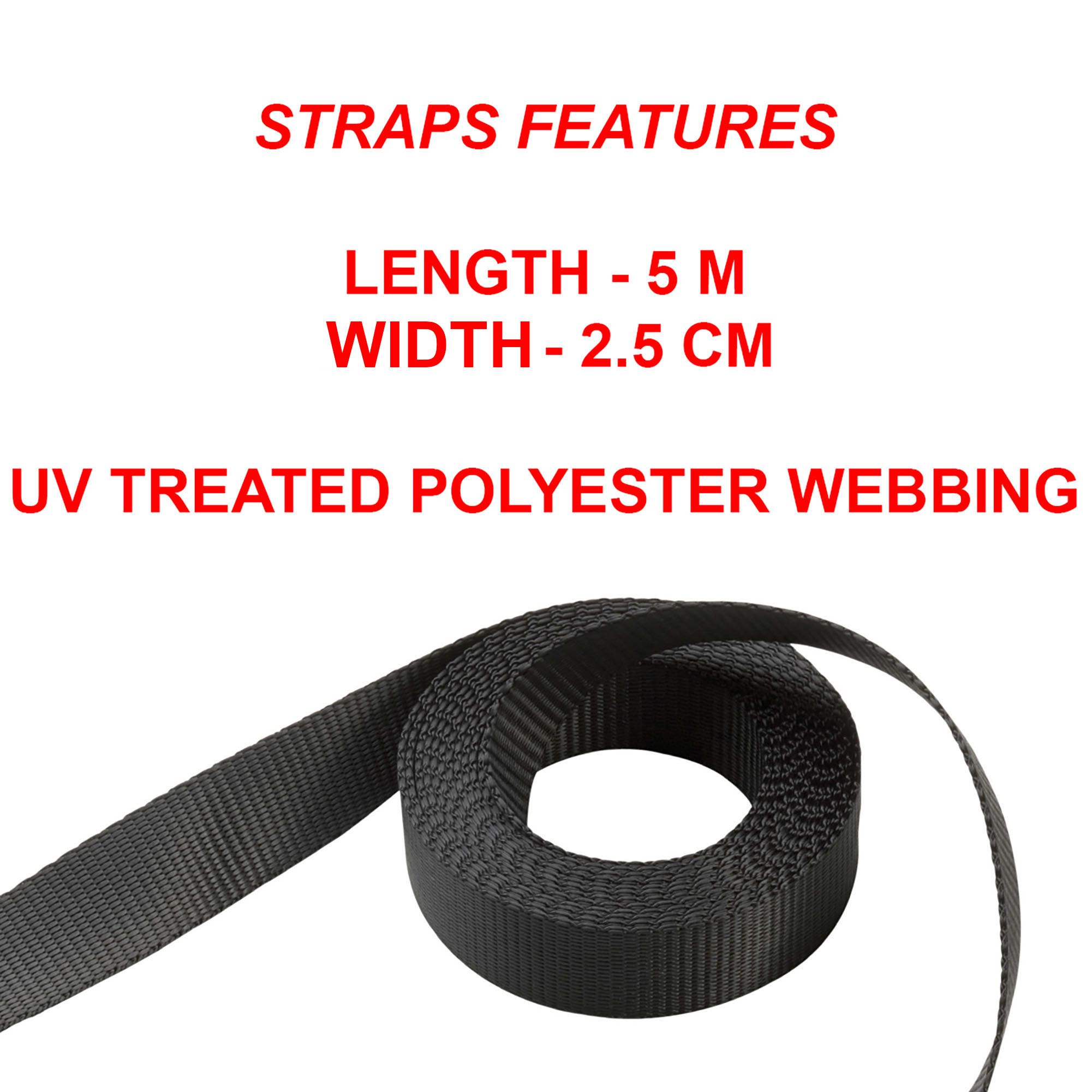 Master Lock 2 hook Black Ratchet strap (L)5m (W)25mm