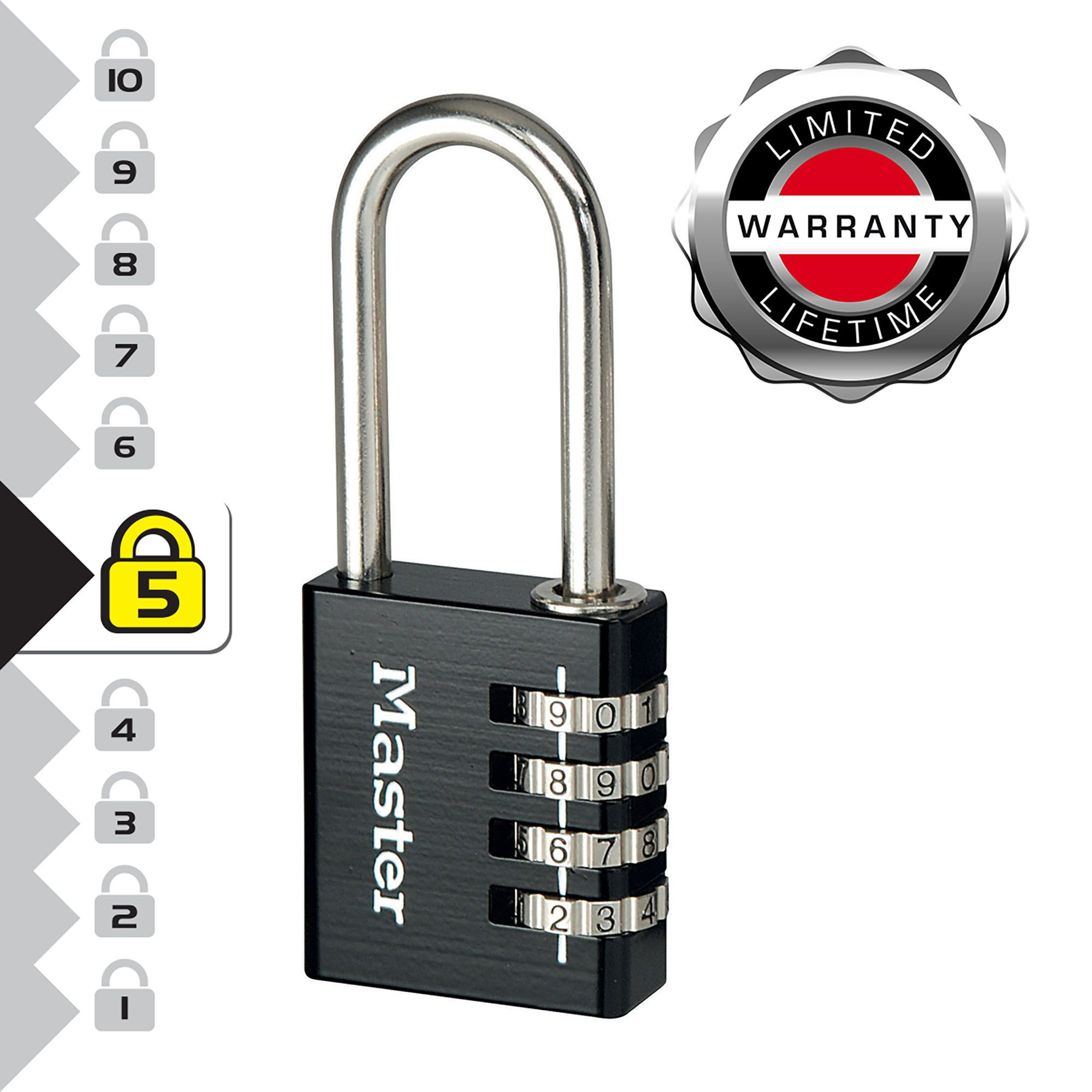 Master Lock Black Aluminium Combination Padlock (W)40mm
