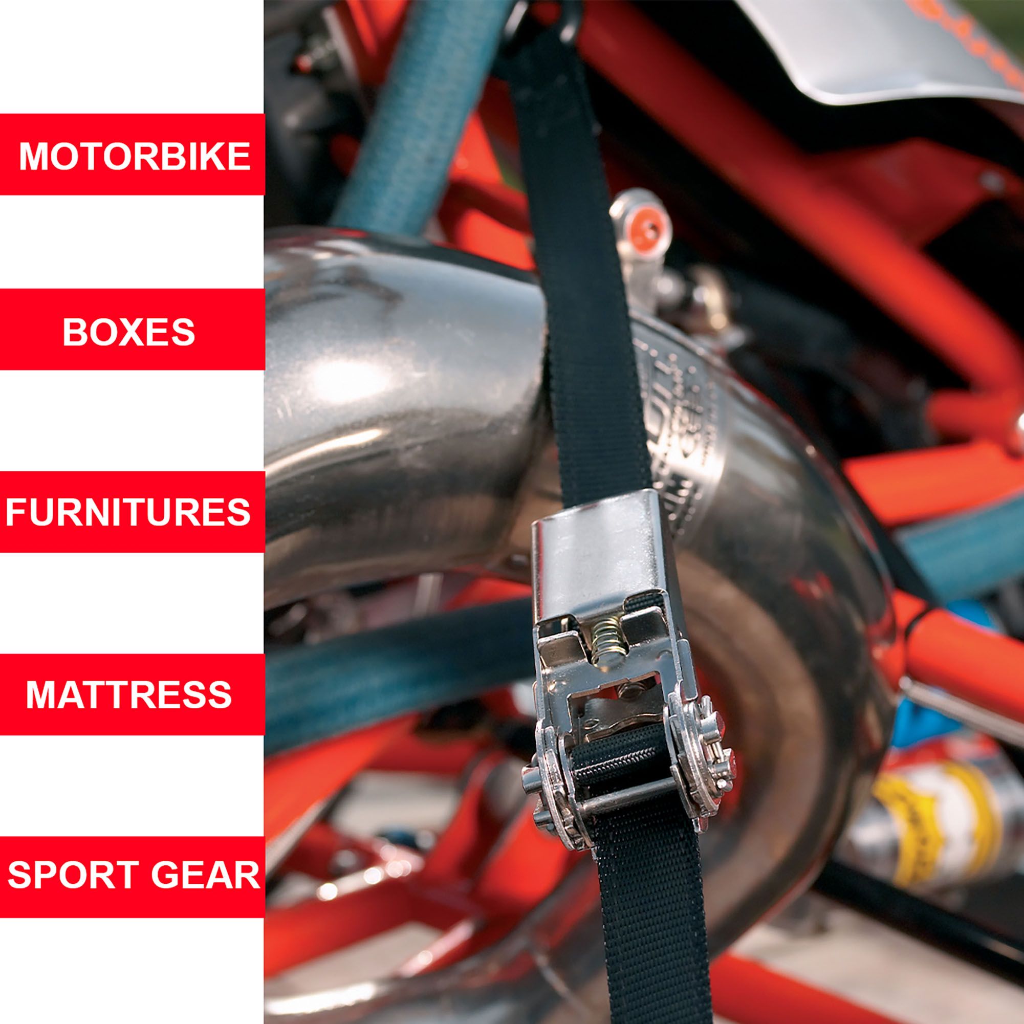 Master Lock Black Ratchet strap (L)5m (W)25mm