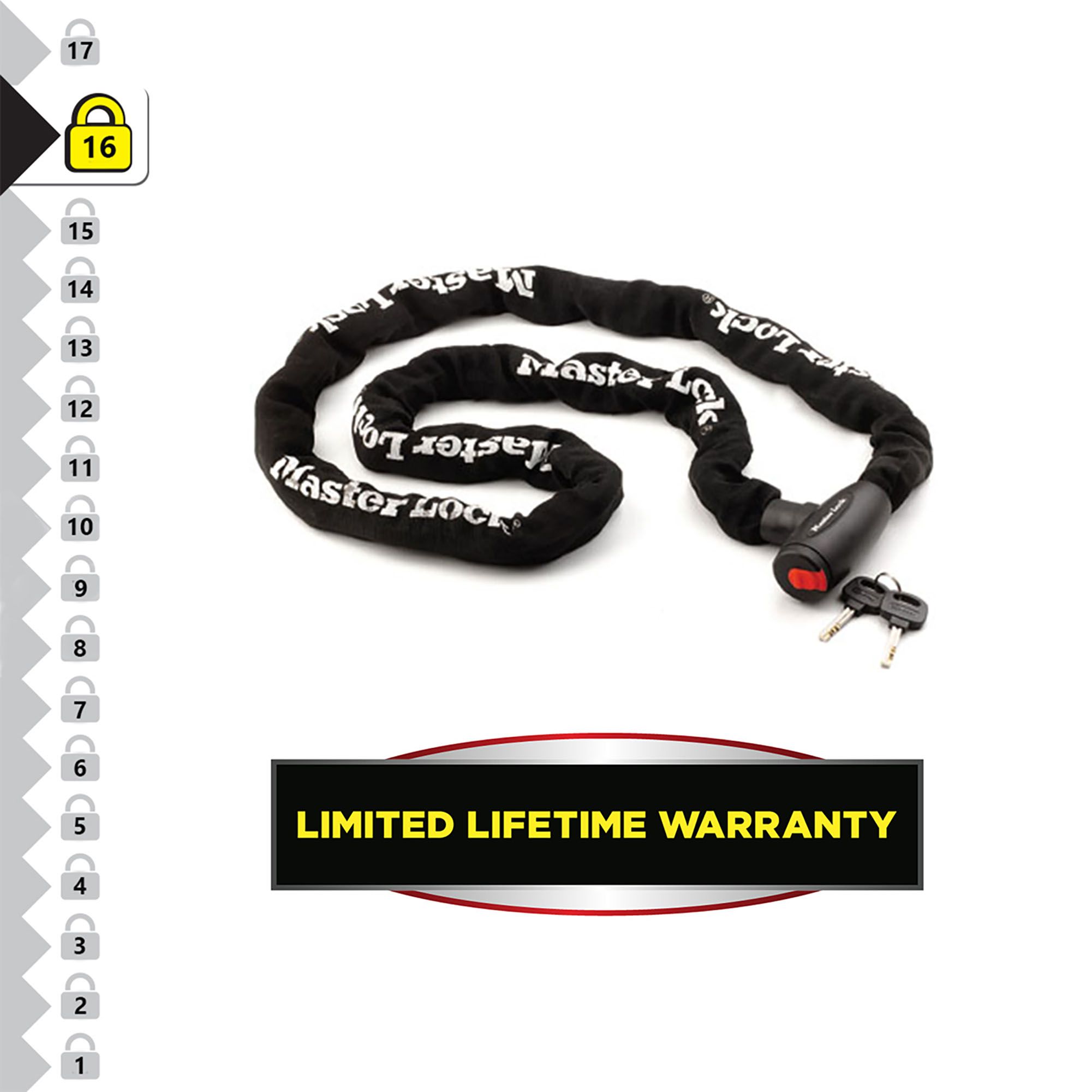 Master Lock Black Steel Bike & motorbike Security chain, (L)2m (Dia)10mm