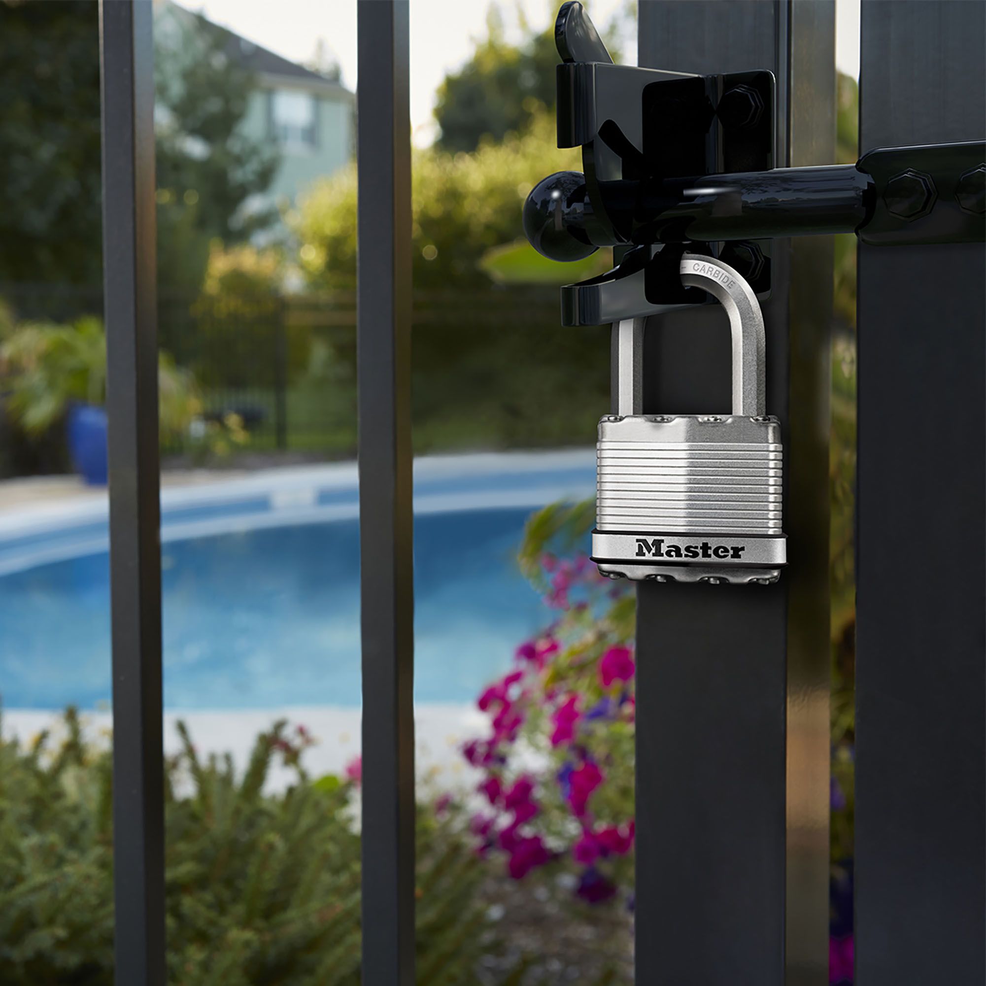 Master Lock Excell Heavy duty Laminated Steel Black Medium Open shackle Padlock (W)64mm