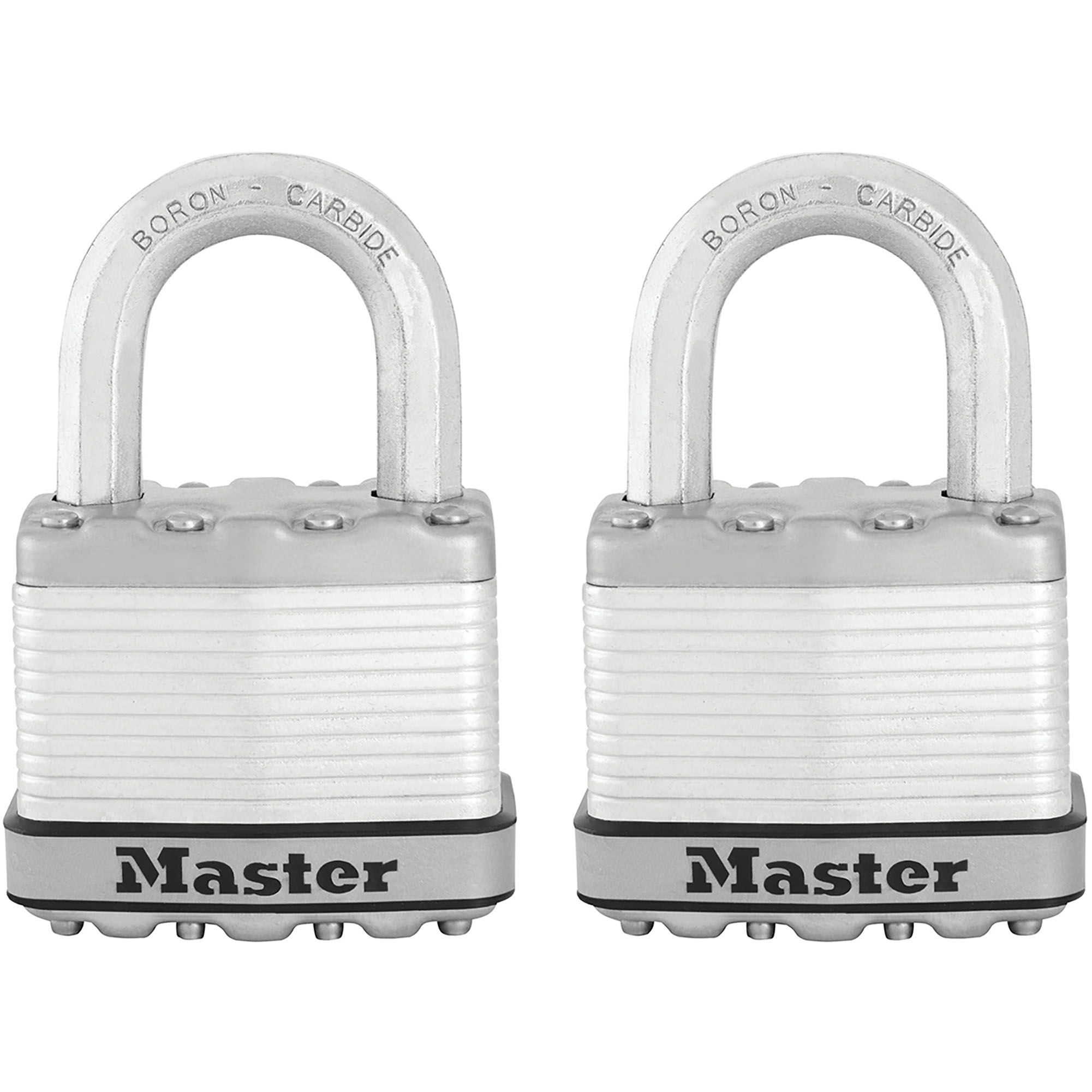 Master Lock Excell Heavy duty Laminated Steel Black Open shackle Padlock (W)50mm, Pack of 2