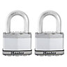 Master Lock Excell Pin tumbler Open shackle Padlock (W)64mm, Pack of 2