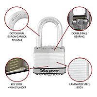 Master Lock Excell Steel Cylinder Open shackle Padlock (W)50mm, Pack of 3