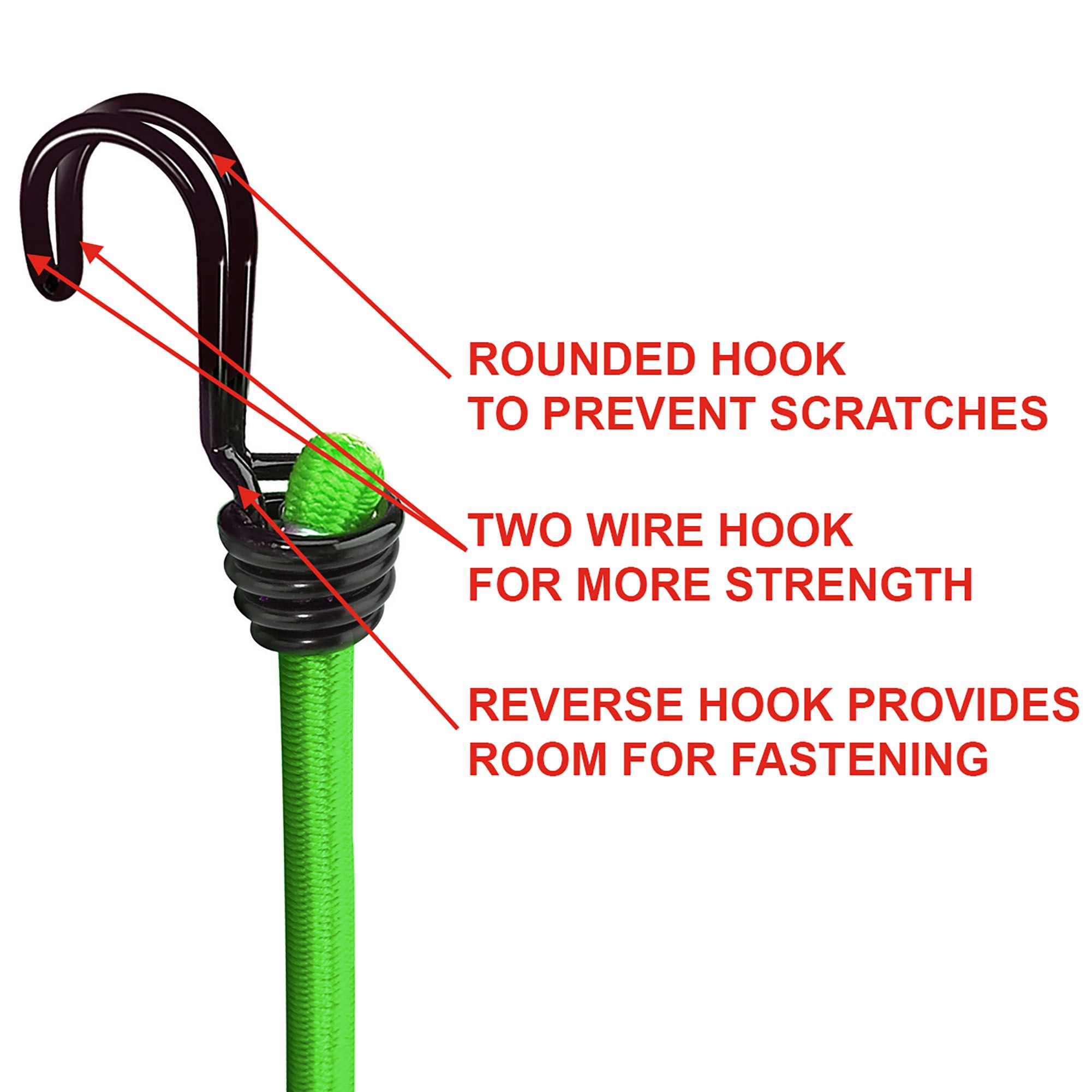 Master Lock - Twin Wire Bungee Cord 80cm Green 2 Piece