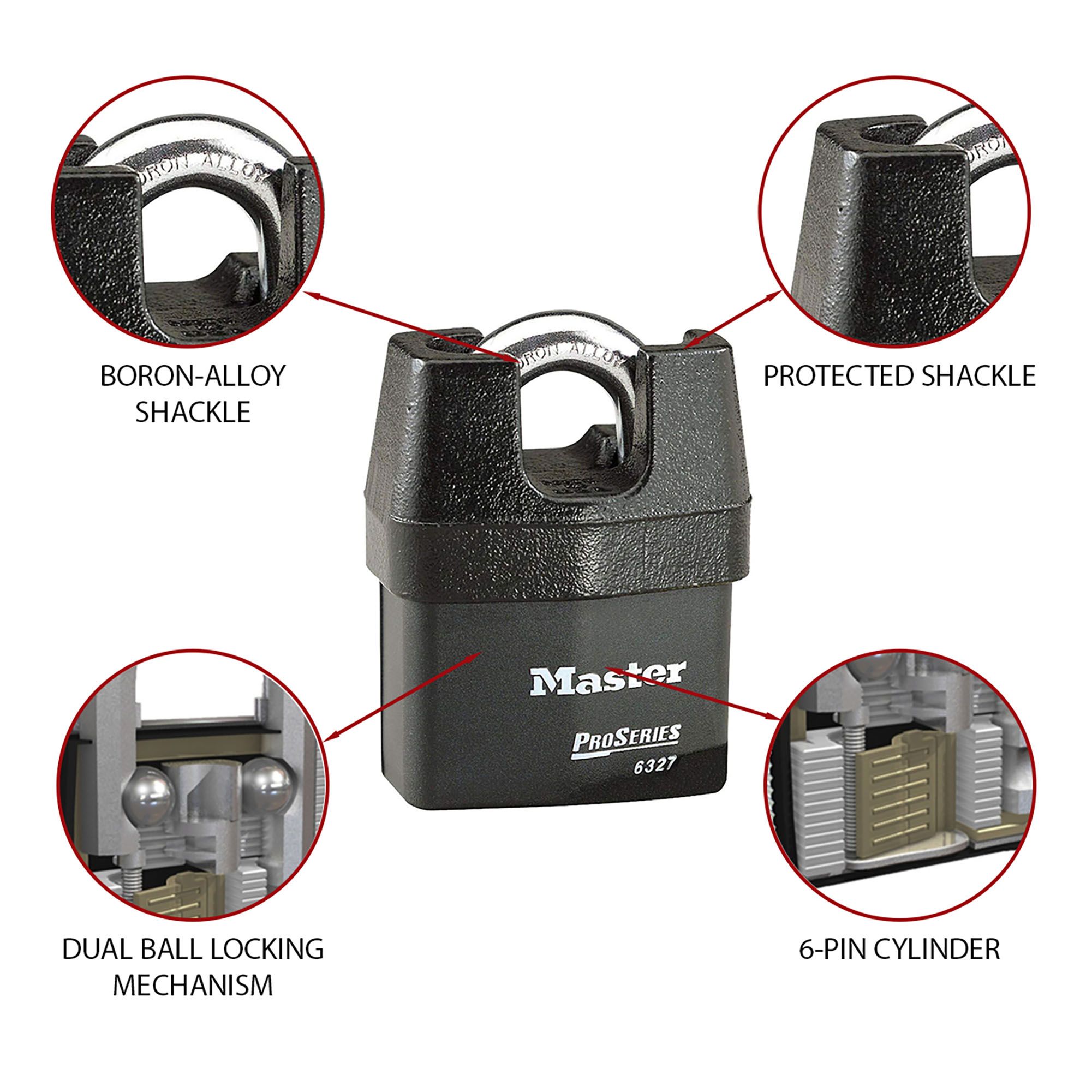 Master Lock Laminated Steel Black Closed shackle Padlock (W)67mm