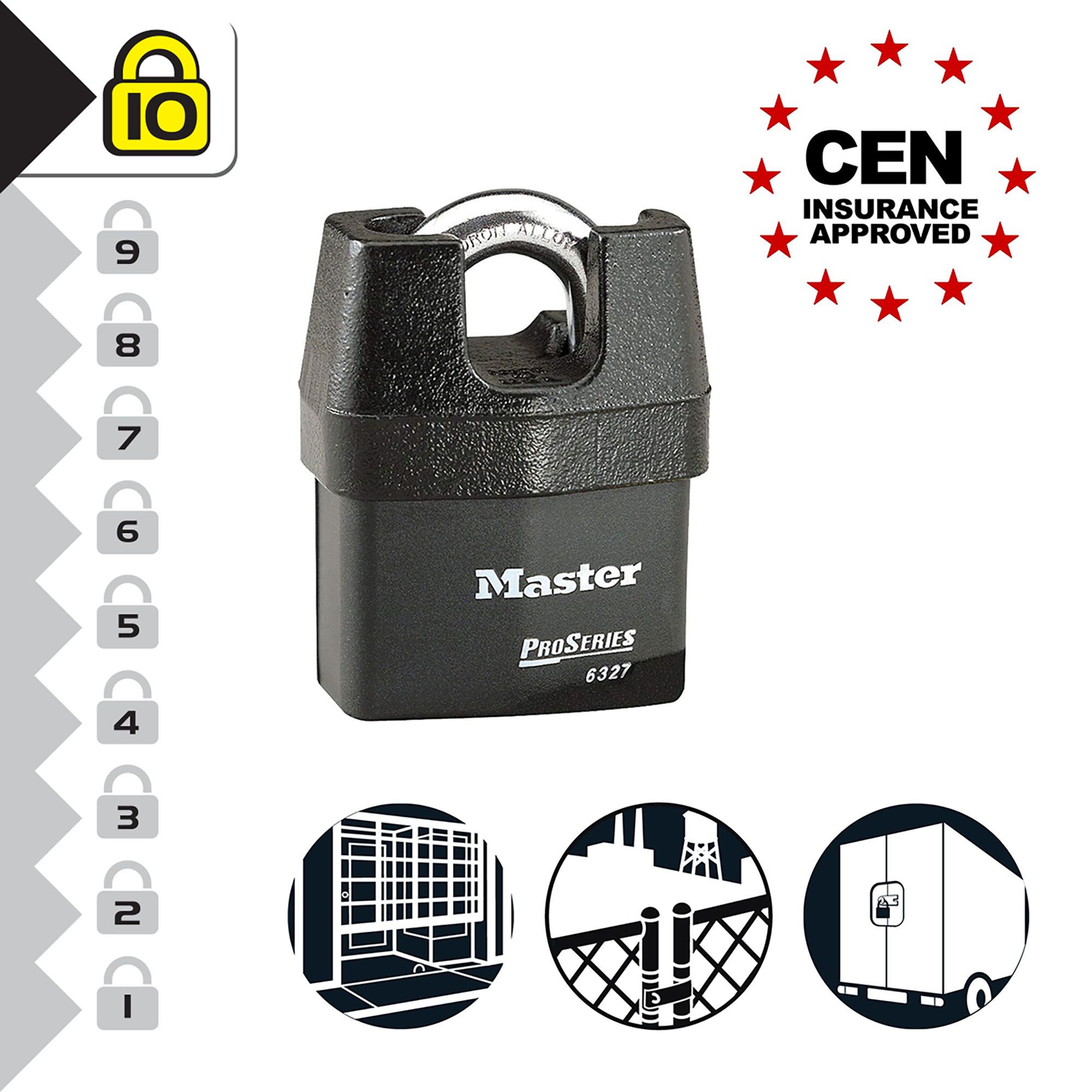 Master Lock Laminated Steel Black Closed shackle Padlock (W)67mm