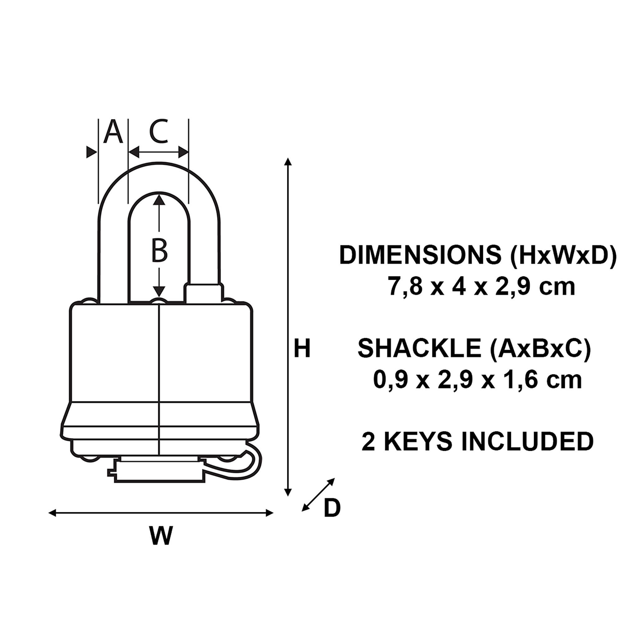Master Lock Laminated Steel Hardened steel Black Padlock with Thermoplastic cover (W)40mm