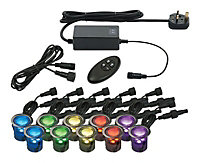 Masterlite Apollo Multicolour Mains-powered RGB LED Deck lighting kit, Pack of 10