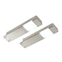 Masterlite Nickel effect Mains-powered LED Cabinet light IP20 (L)170mm (W)35mm, Pack of 2