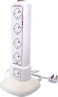 Masterplug 10 socket 13A White Extension lead, 2m