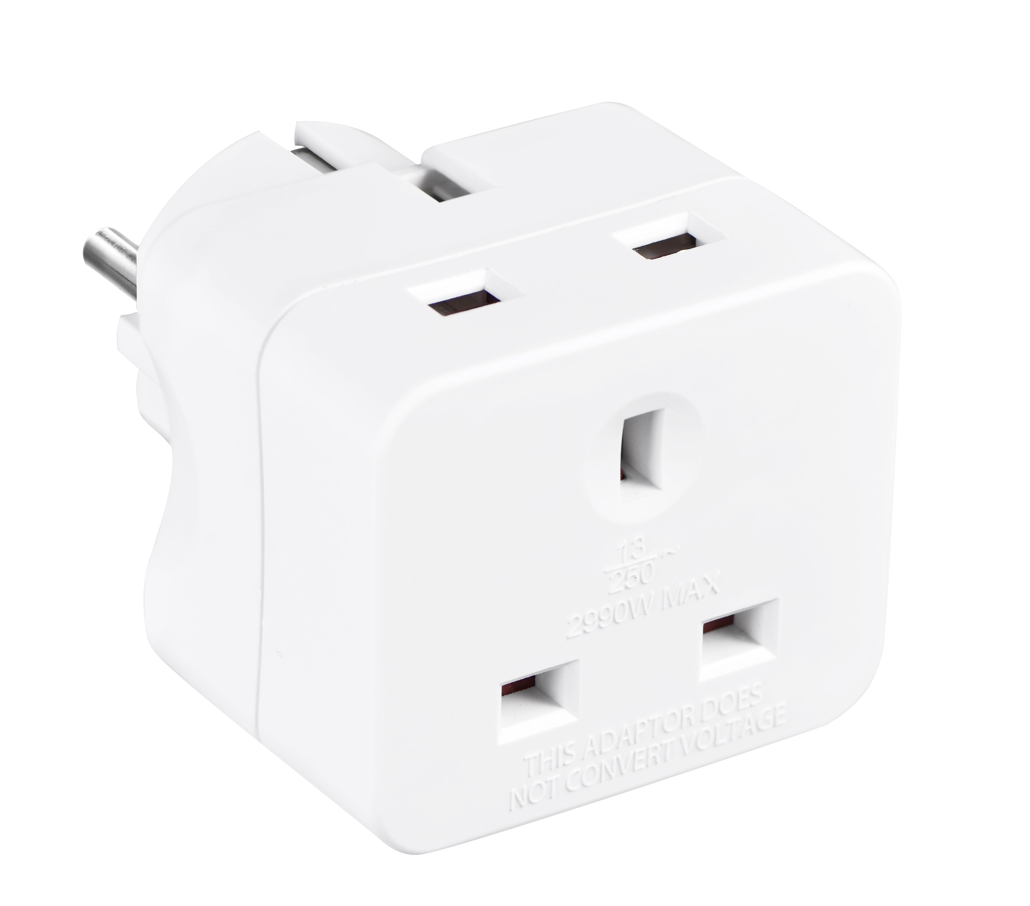 Masterplug 13A White UK to EU Travel adaptor