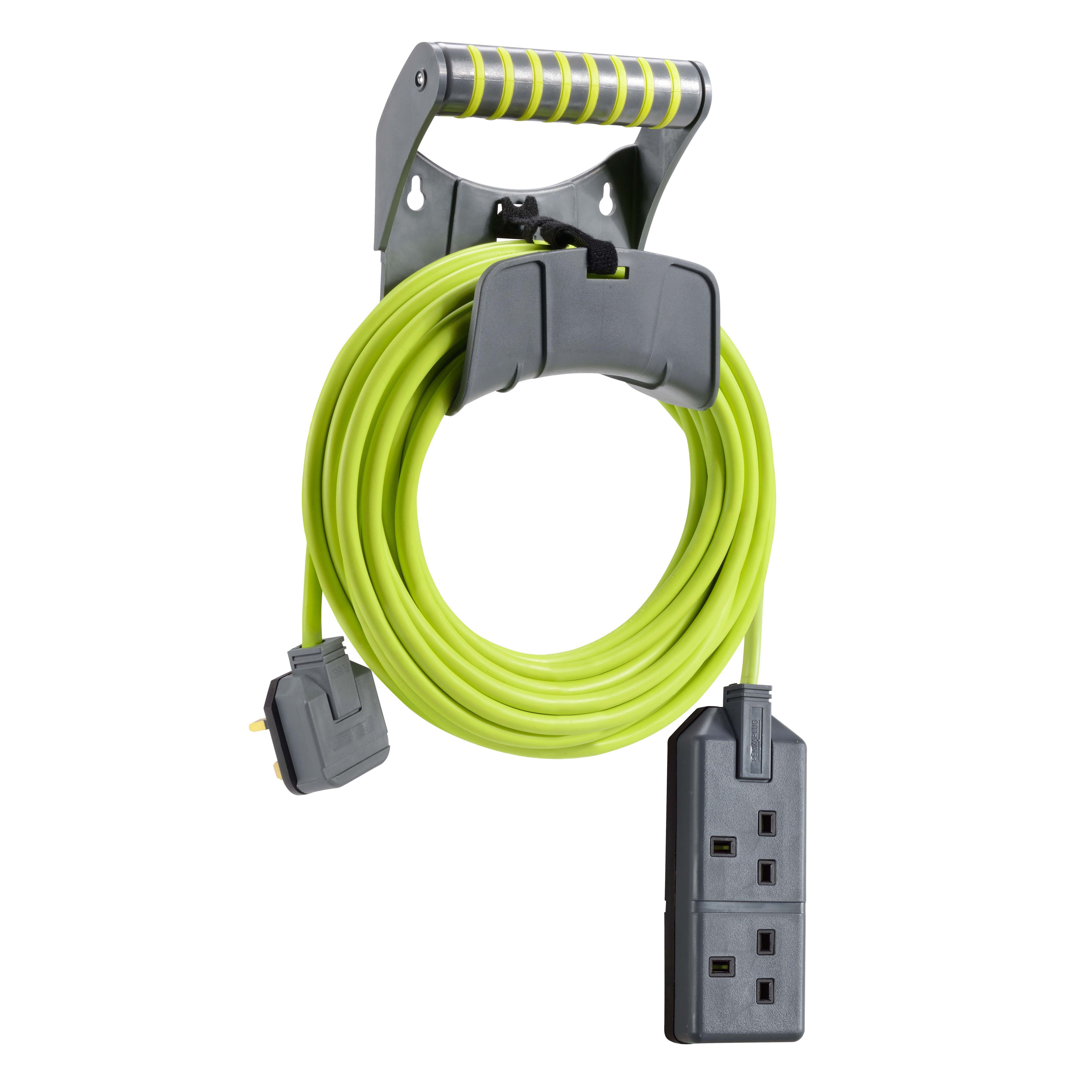 Masterplug 2 socket 13A Grey & green Extension lead, 10m