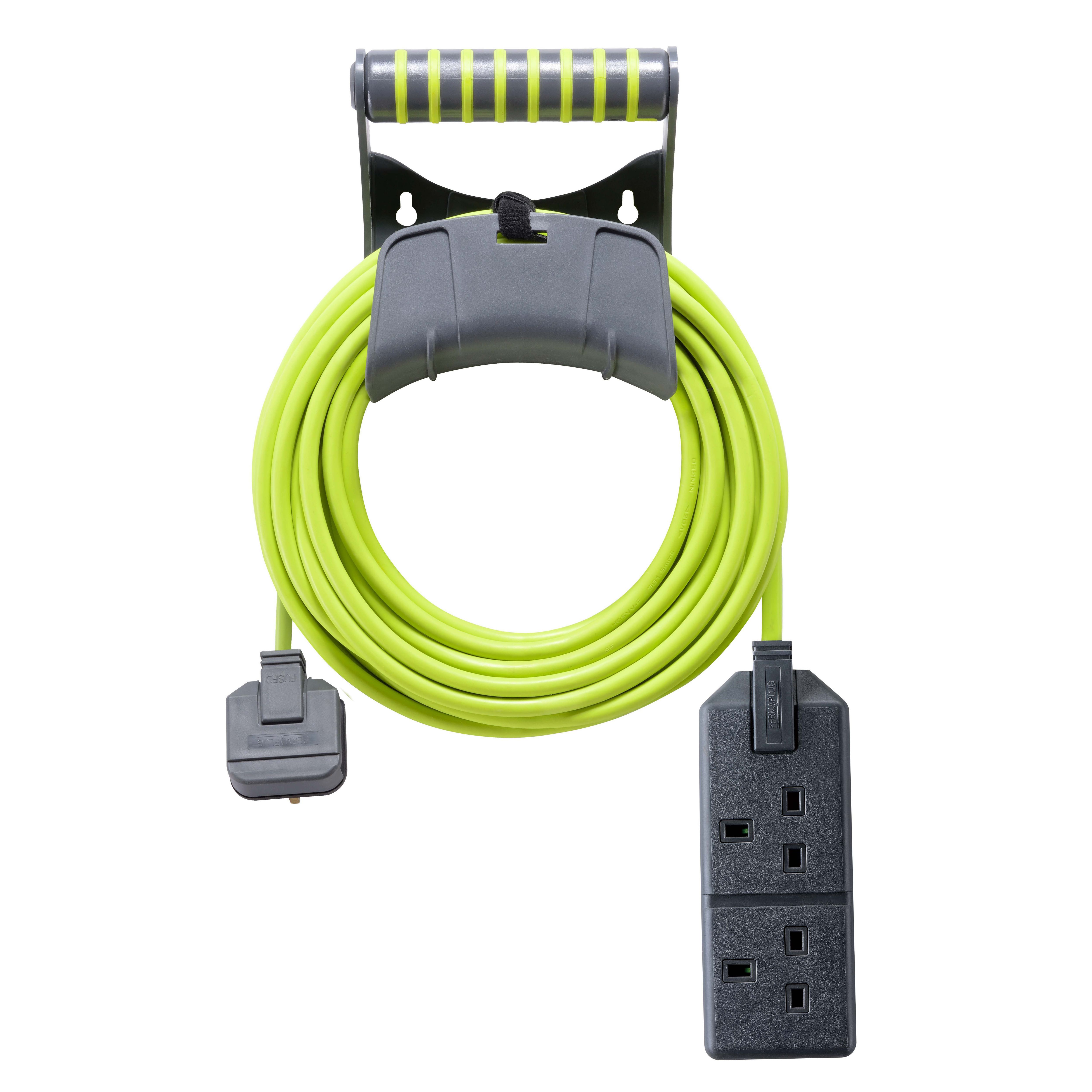 Masterplug 2 socket 13A Grey & green Extension lead, 10m